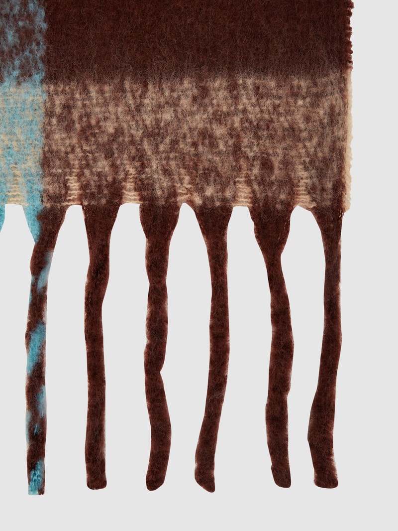 Schal mit Karomuster in aqua blau