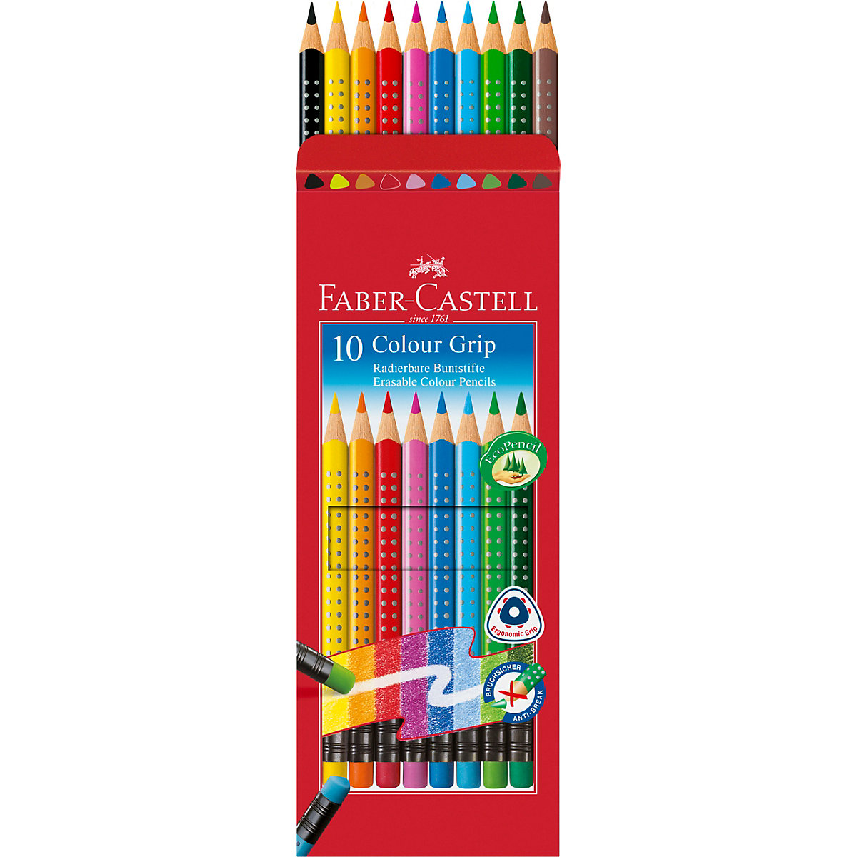 Buntstifte COLOUR GRIP Buntstifte radierbar, 10 Farben