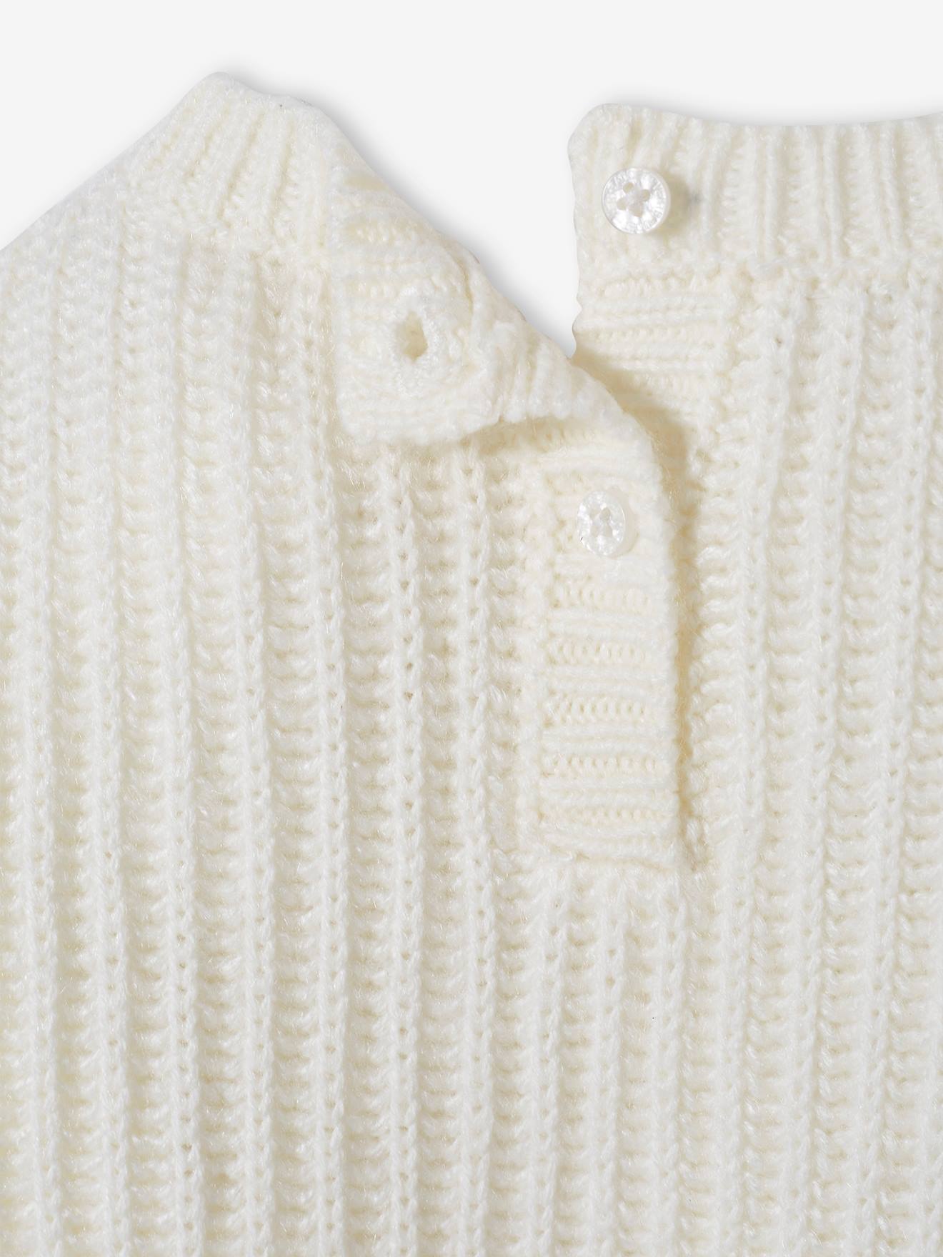 Pull tricot bébé coeur doré bleu ciel