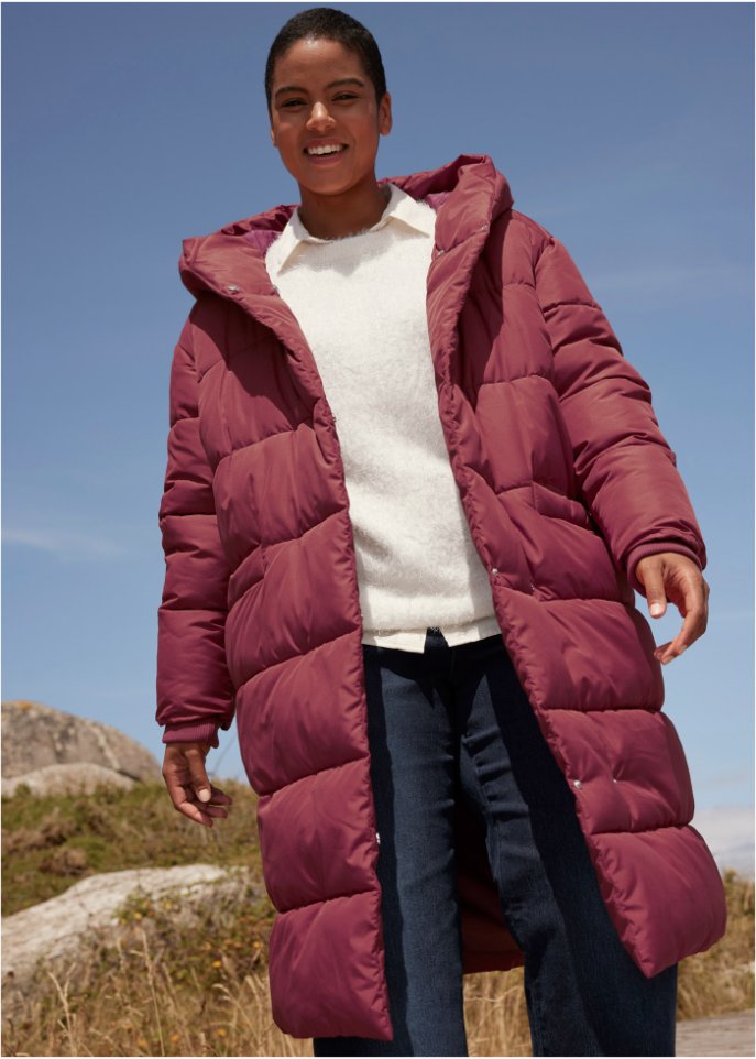 Wattierter Oversize-Mantel mit Kapuze, aus recyceltem Polyester