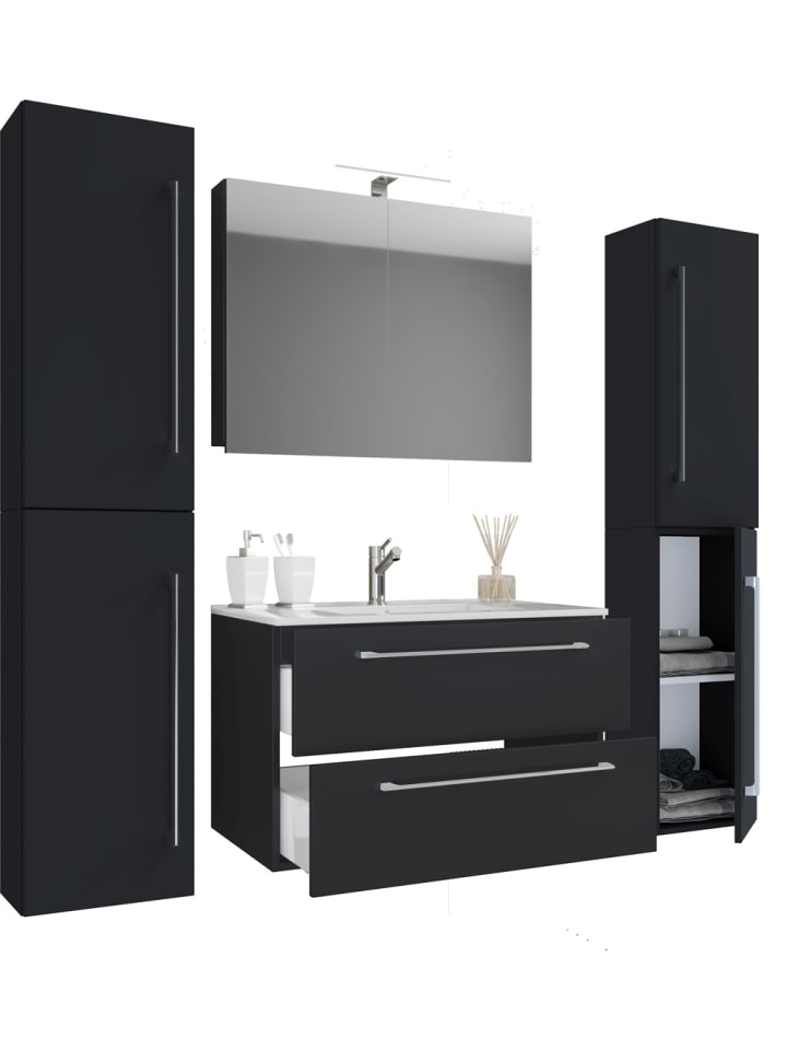 ebuy24 Spiegelschrank Badinos Schwarz 146 x 46 cm günstig kaufen onesize