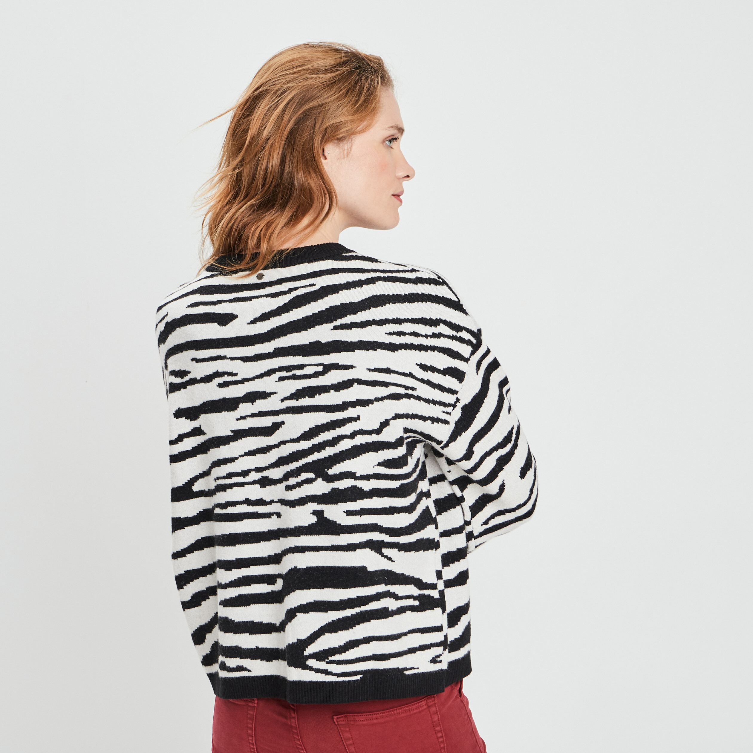 Pull avec col rond ivoire femme | La Halle