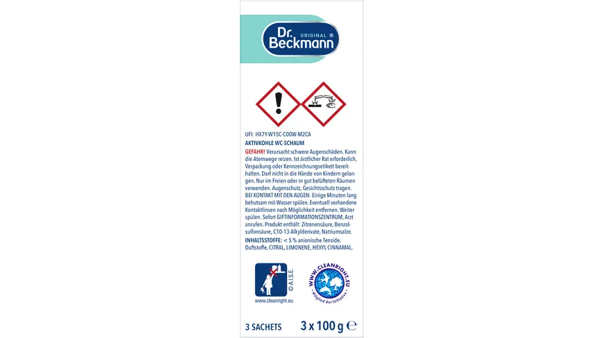 Dr.Beckmann Aktivkohle WC-Schaum 3x100g 300 g