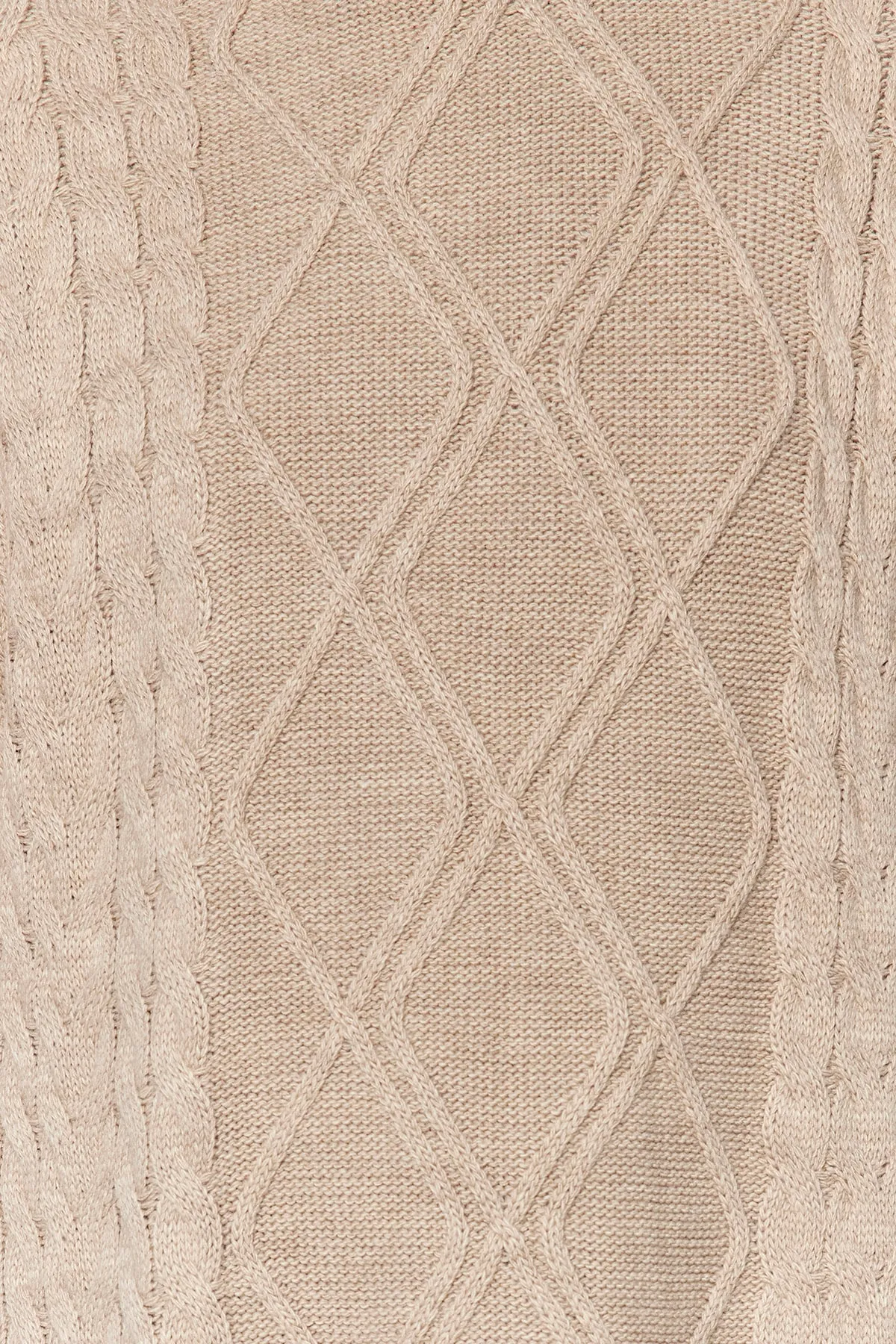 Trendyol Modest  Steinfarbener geflochtener Strickpullover mit Bindeband an der Taille TCTAW22UV0018