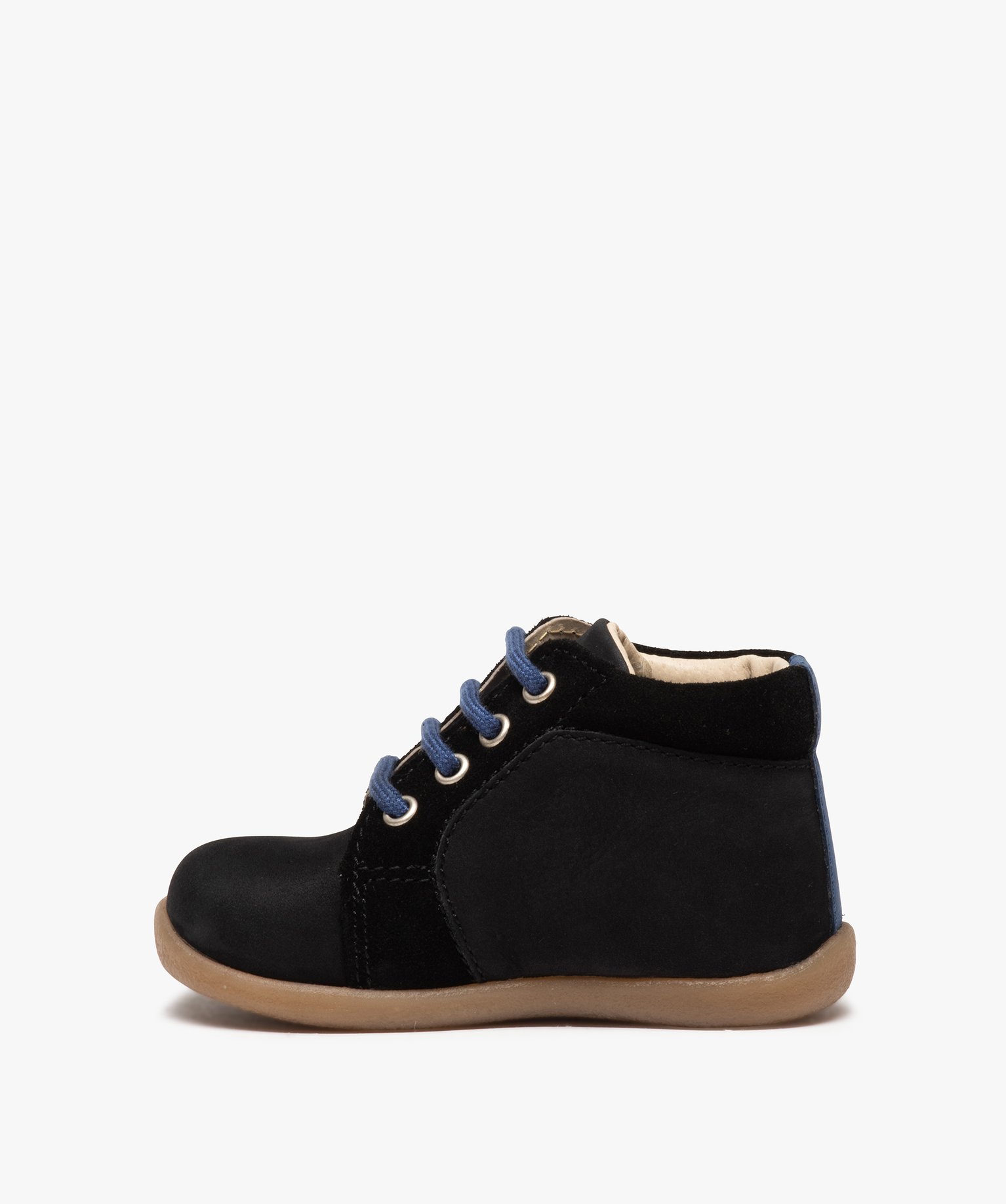 Bottillons premiers pas bébé Garçon en cuir motif étoile noir | GEMO