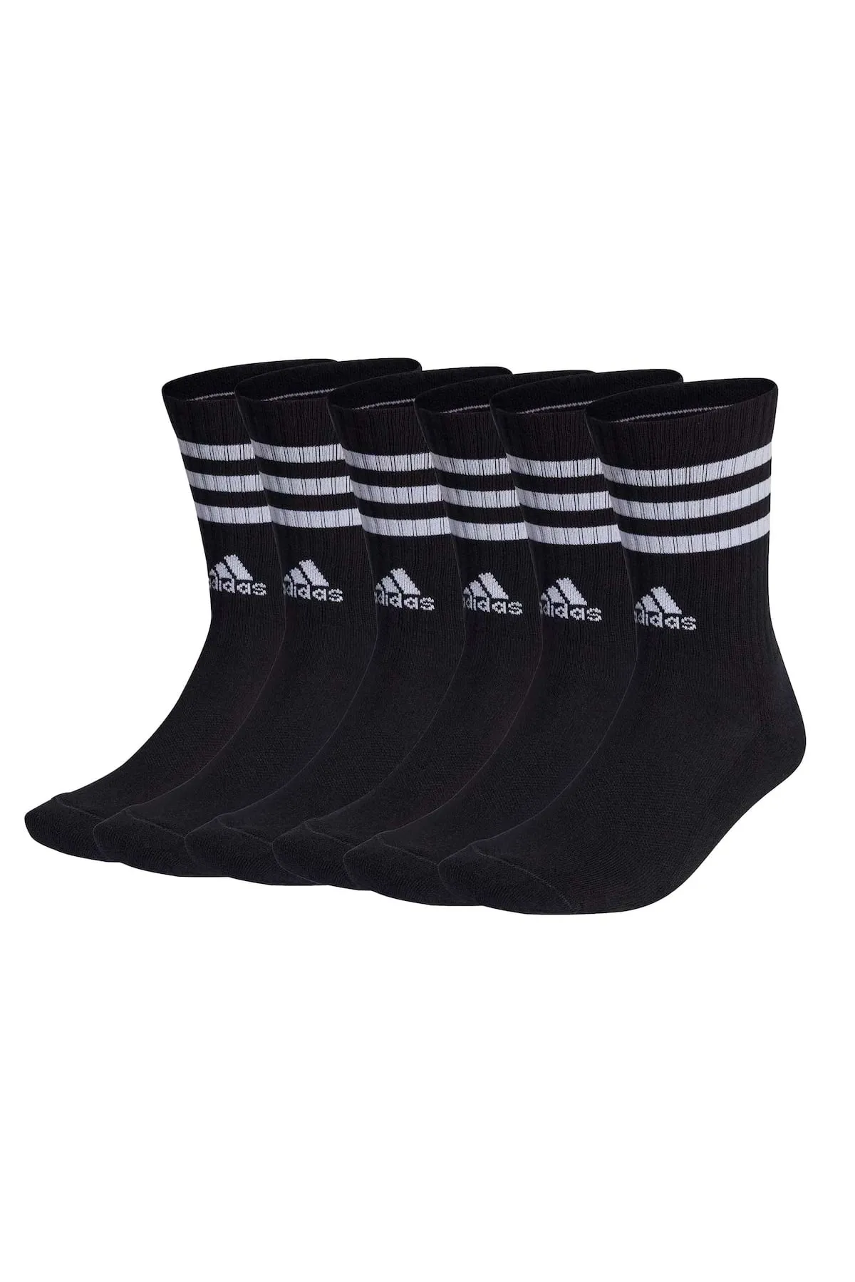 adidas  Unisex Socken, 6er Pack - 3-Streifen Cushioned Crew, Logo, Streifen, gepolstert