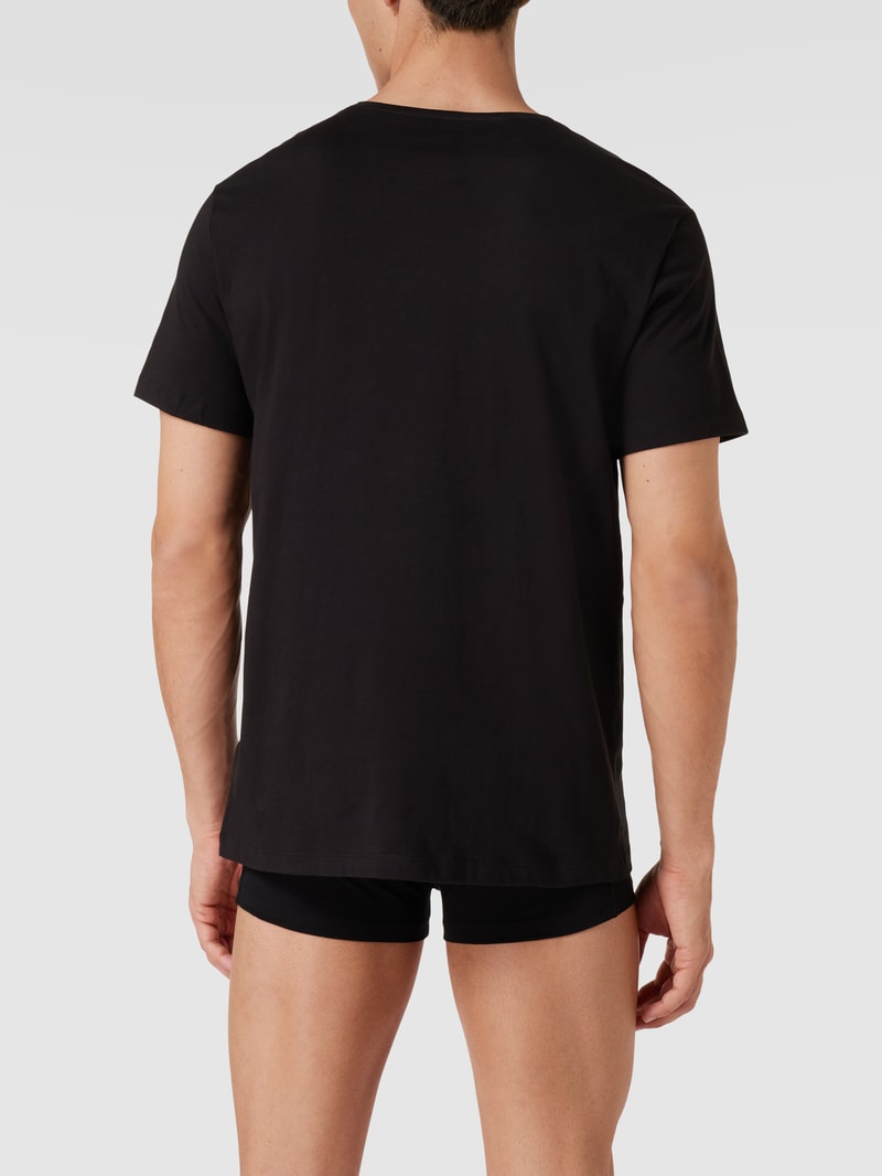 T-Shirt mit V-Ausschnitt im 2er-Pack Modell 'ComfortS' in schwarz