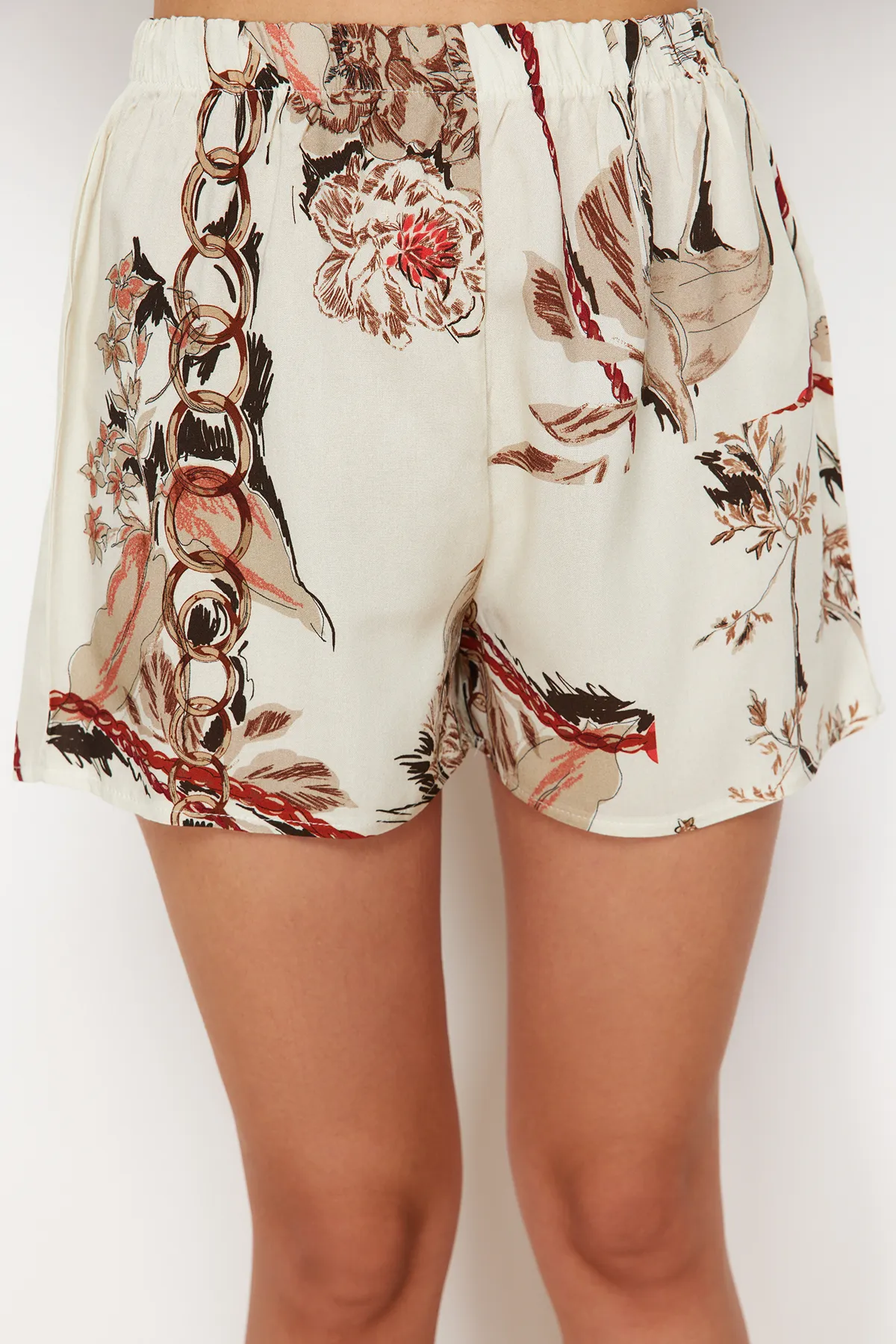 Trendyol Collection  Mehrfarbiges Pyjama-Set aus gewebter Viskose mit Blumenmuster THMSS24PT00186