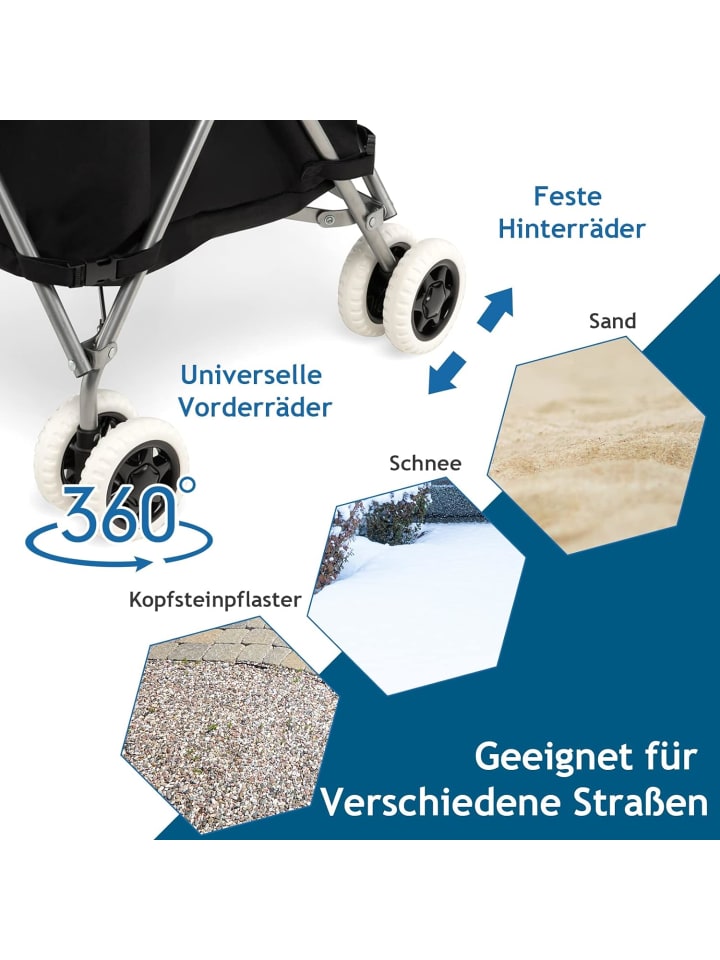 COSTWAY Einkaufstrolley 90 L in Schwarz günstig kaufen onesize