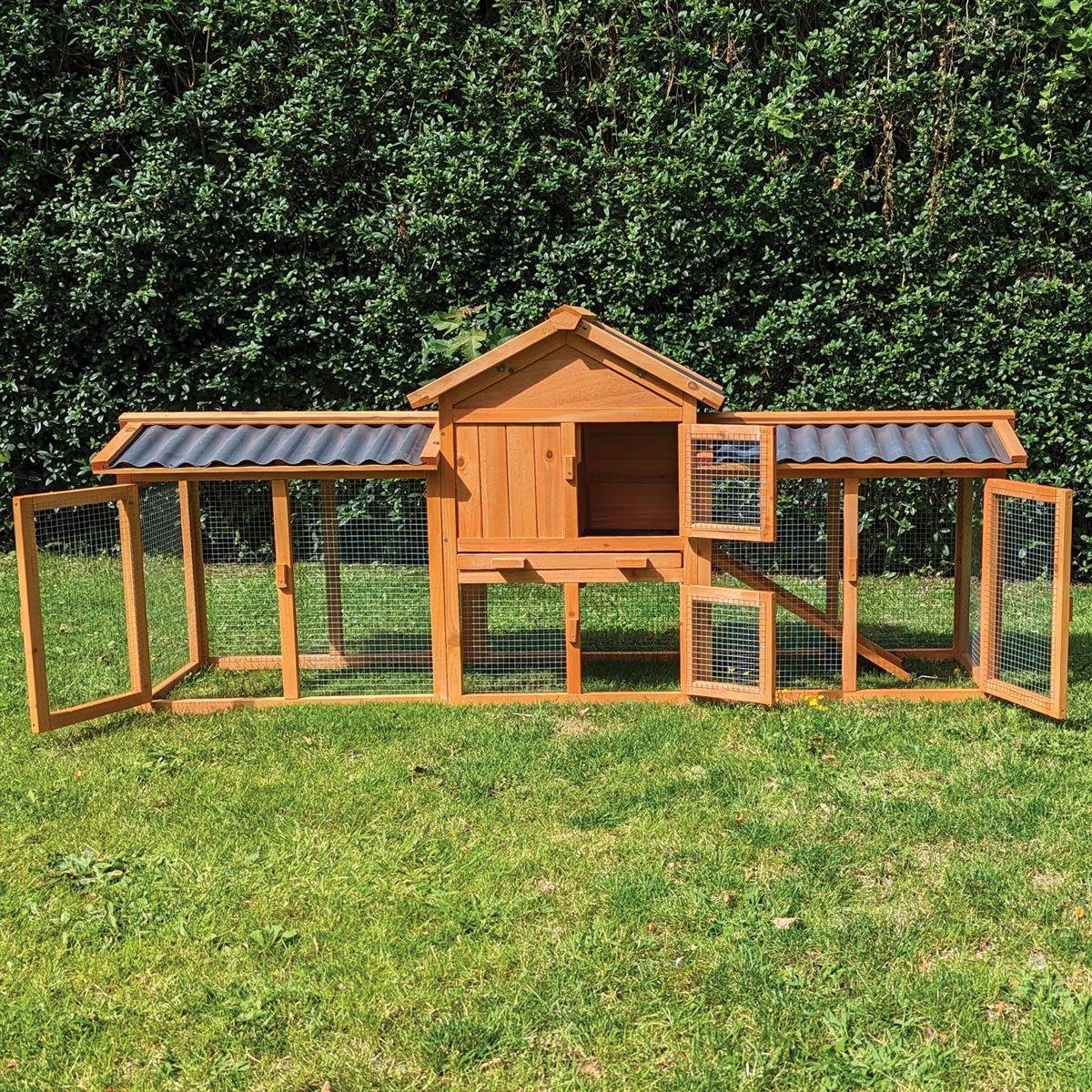 Zoo-XXL Kleintierstall Kaninchenstall Picasso Natur mit PVC Welldach