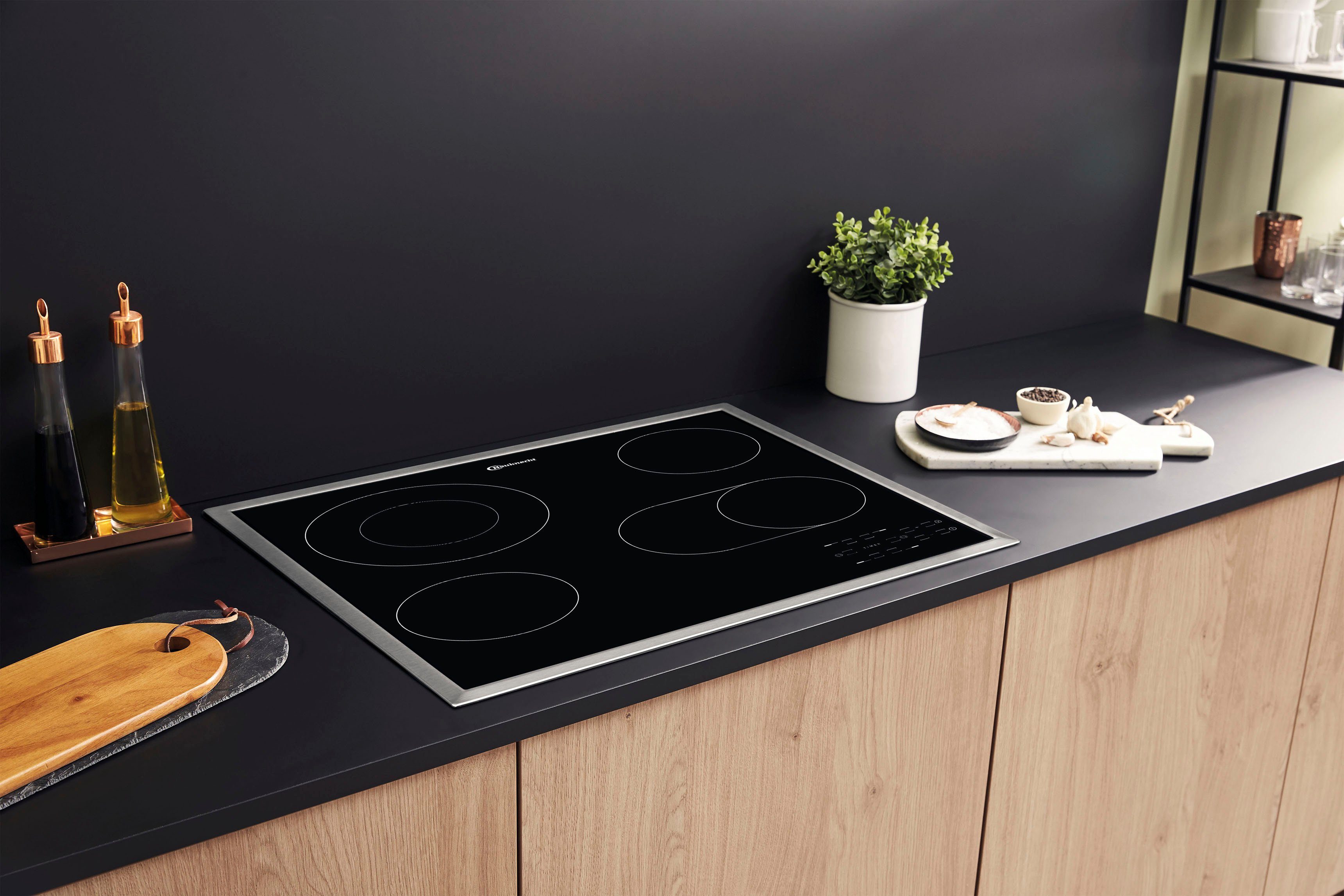 BAUKNECHT Backofen-Set BAKO4 HR6 BLACK, mit 2-fach-Teleskopauszug, Hydrolyse