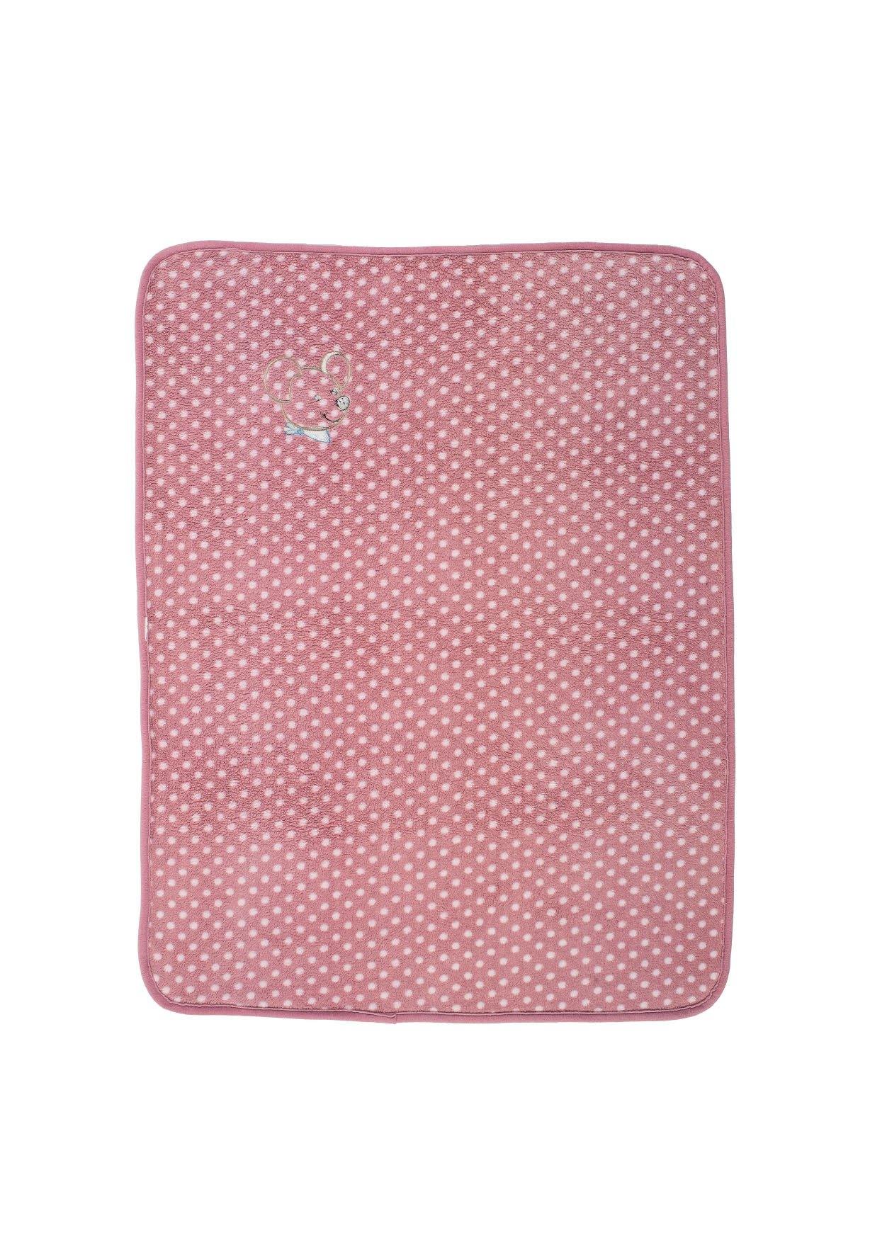 Plüsch-Decke Maus Mabel in Rosa mit hellen Punkten