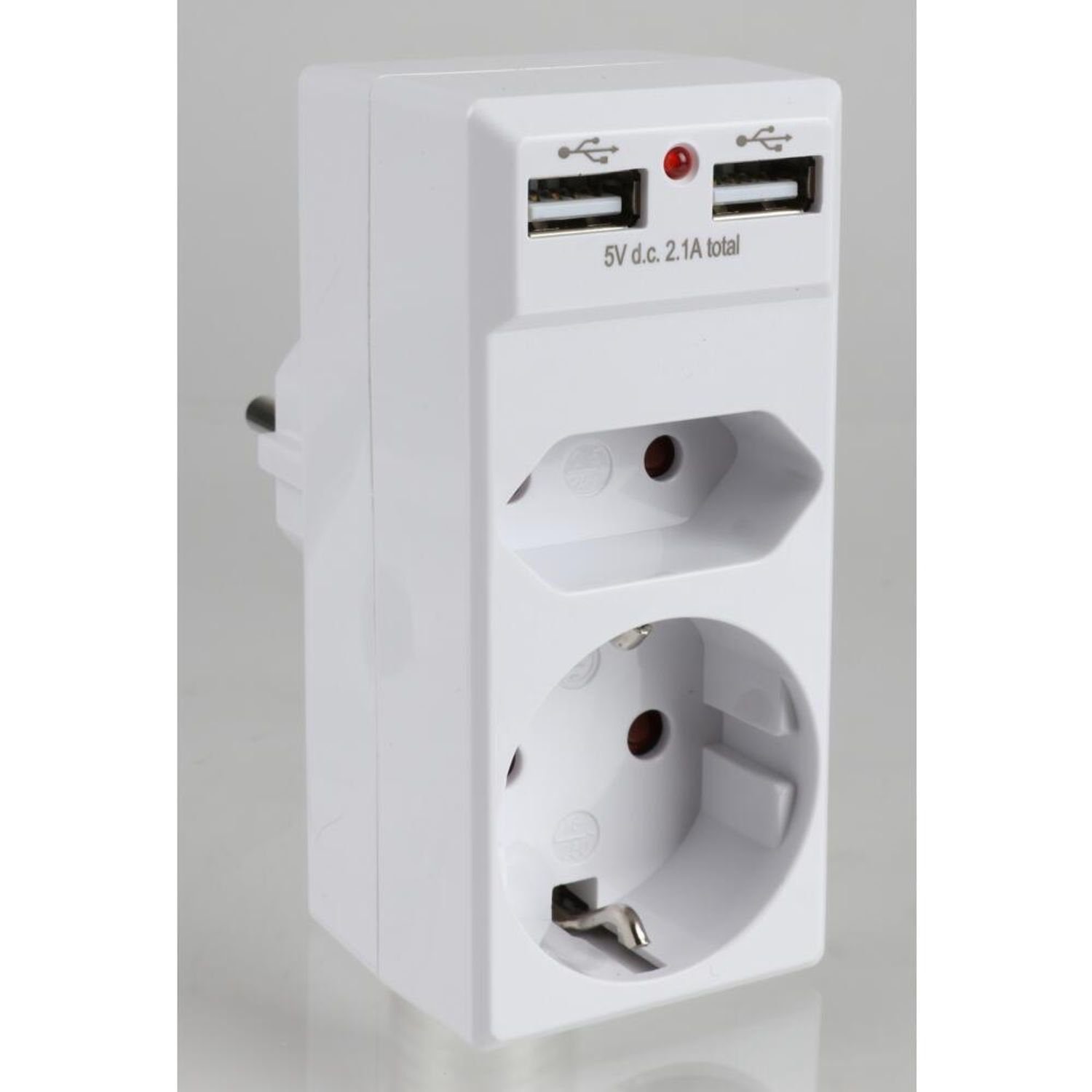 HEITECH Steckdose 6x Steckdosenadapter Weiß 2 USB Anschlüsse Kombination Innen Strom