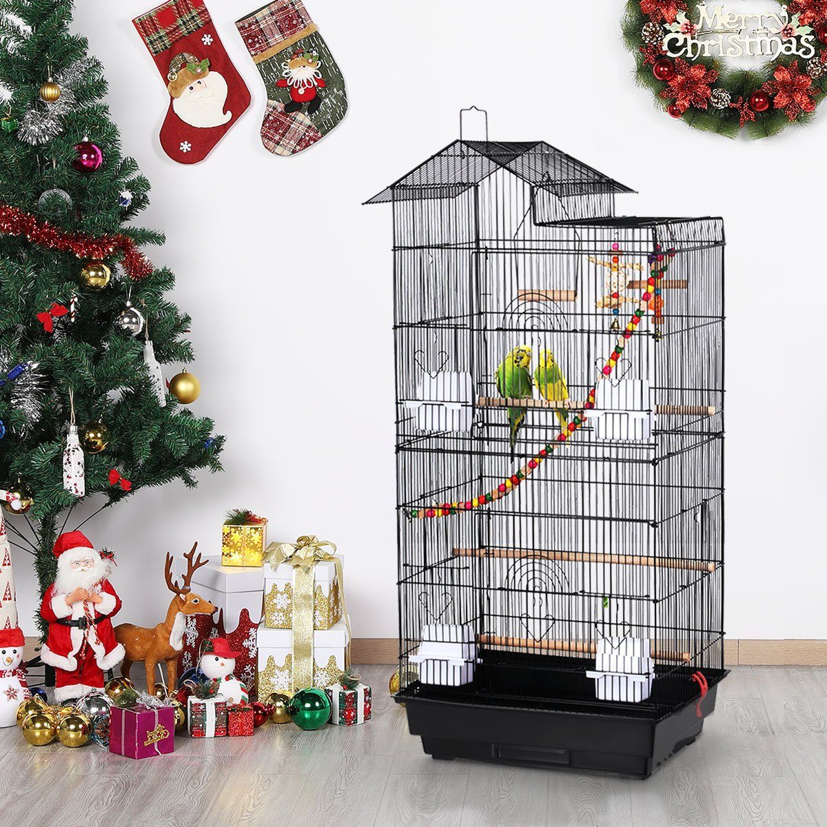 Yaheetech Vogelkäfig, Vogelvoliere mit Vogelspielzeuge Käfigspielzeug