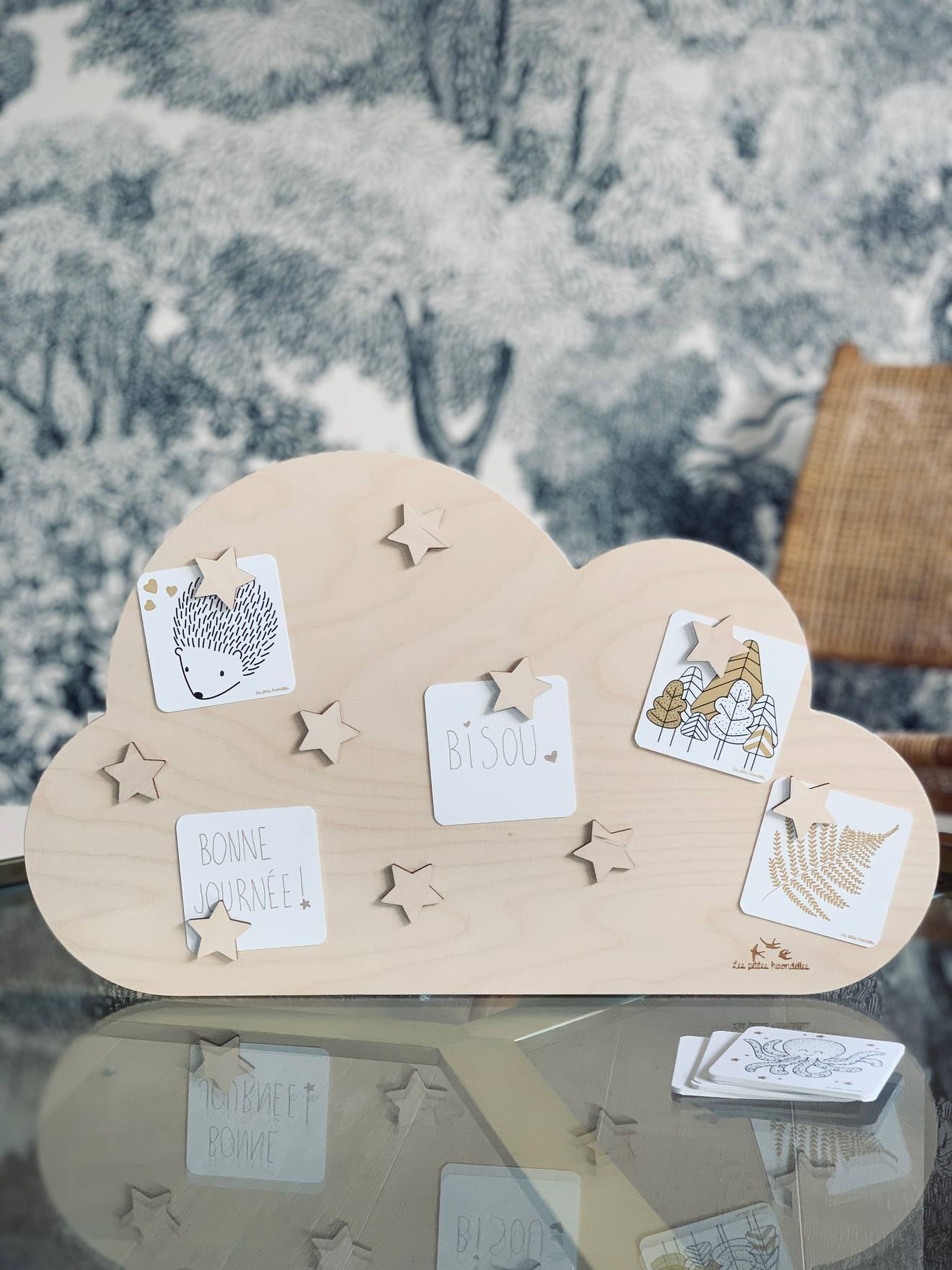 Les Petites Hirondelles Kinderzimmer Pinnwand WOLKEN & STERNE LES PETITES HIRONDELLES - natur
