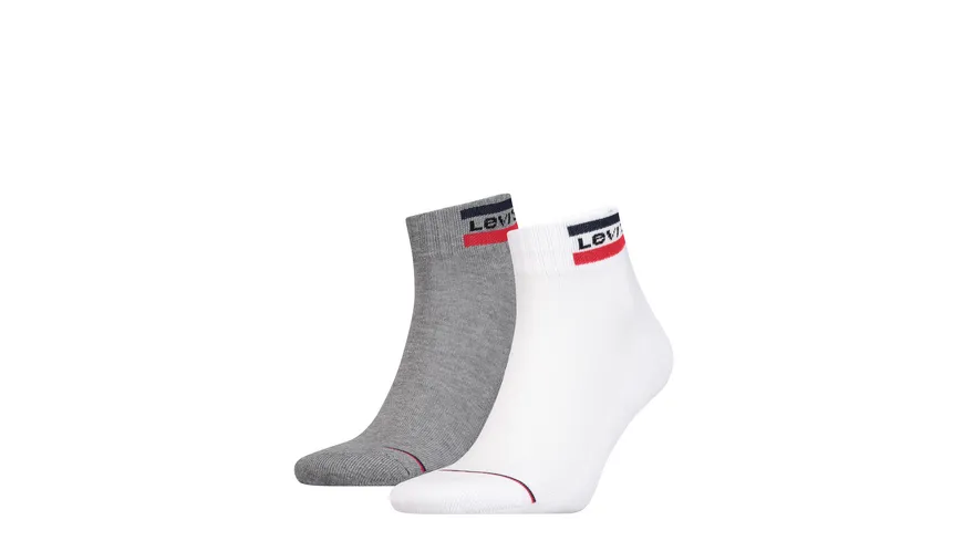 Levis Unisex Sportsocken Kurzschaft 2er Pack white / grey