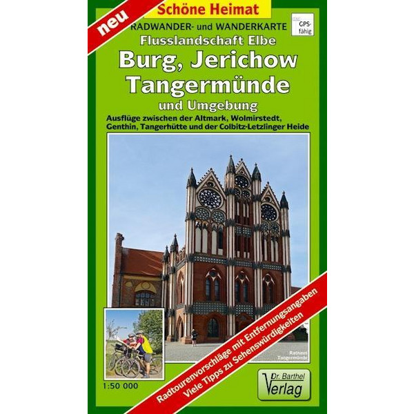 Radwander- und Wanderkarte Flusslandschaft Elbe. Burg, Jerichow, Tangermünde und Umgebung 1 : 50 000 - Wanderkarte