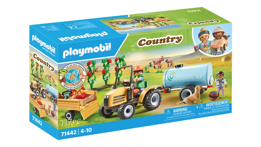 PLAYMOBIL 71442 - Country - Traktor mit Anhänger und Wassertank