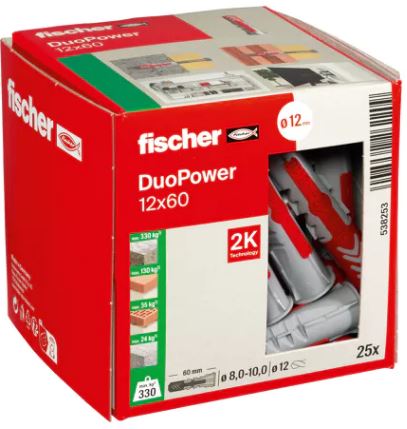 Fischer 538253 DuoPower wtyczka 12x60 25 sztuk