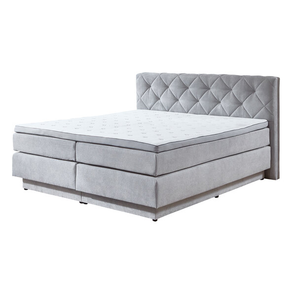 Boxspringbett Premium mit Bettkasten, 180 x 200 cm, hellgrau