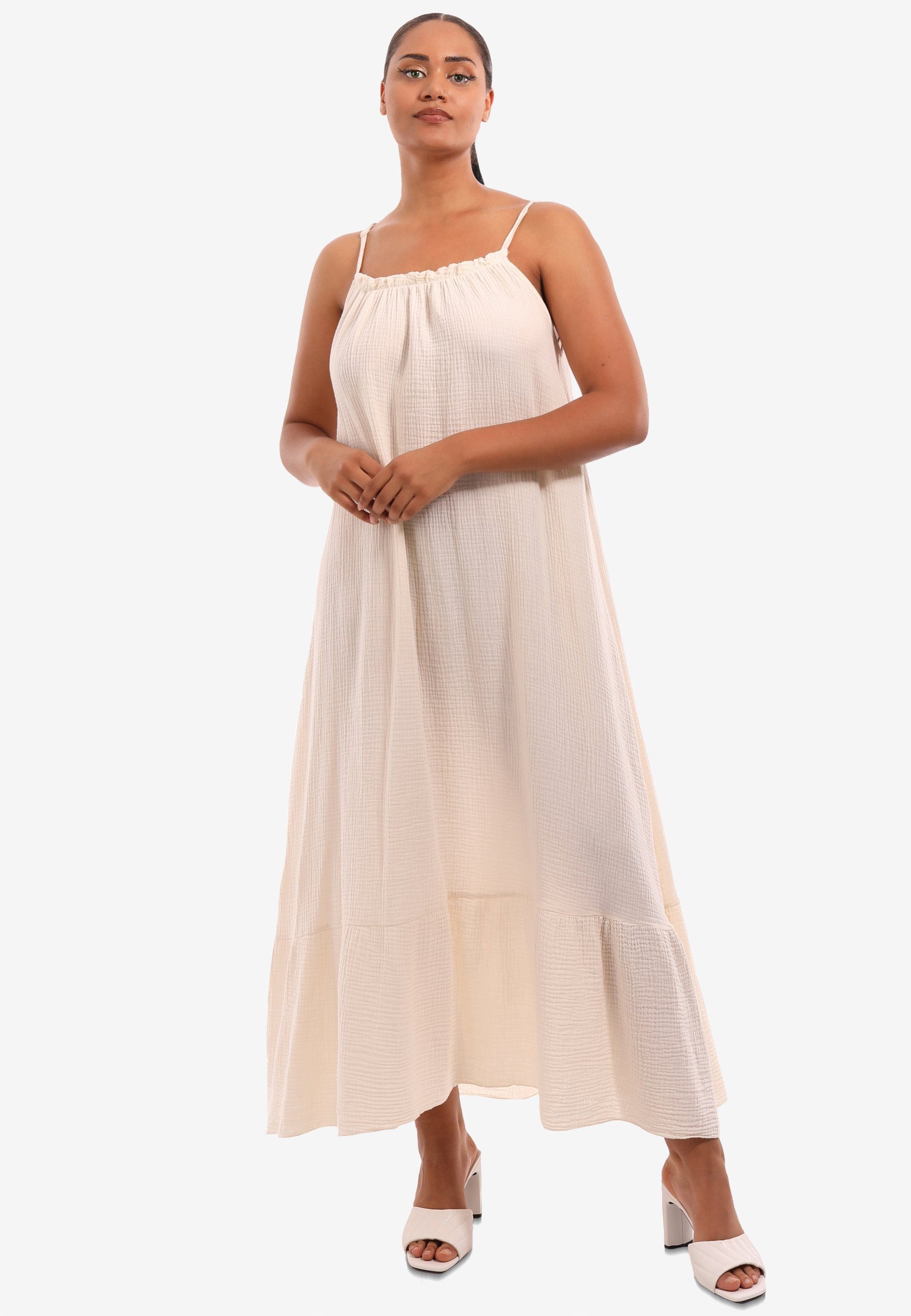 YC Fashion & Style Maxikleid Schwingendes Maxikleid aus Baumwolle in Musselin-Qualität