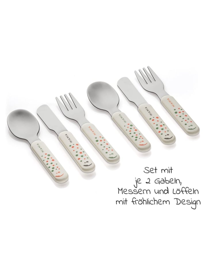 MiaMia Besteck-Set 6-teilig - Punkte - Weiß in weiss,bunt günstig kaufen onesize