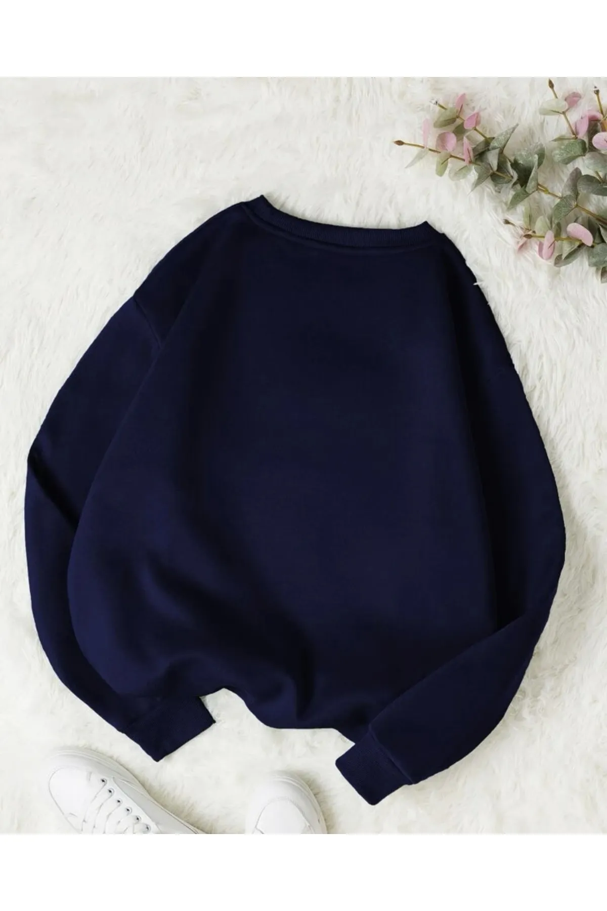 MOONBULL  Marineblaues Oversize-Sweatshirt mit Bronklyn-Print für Unisex