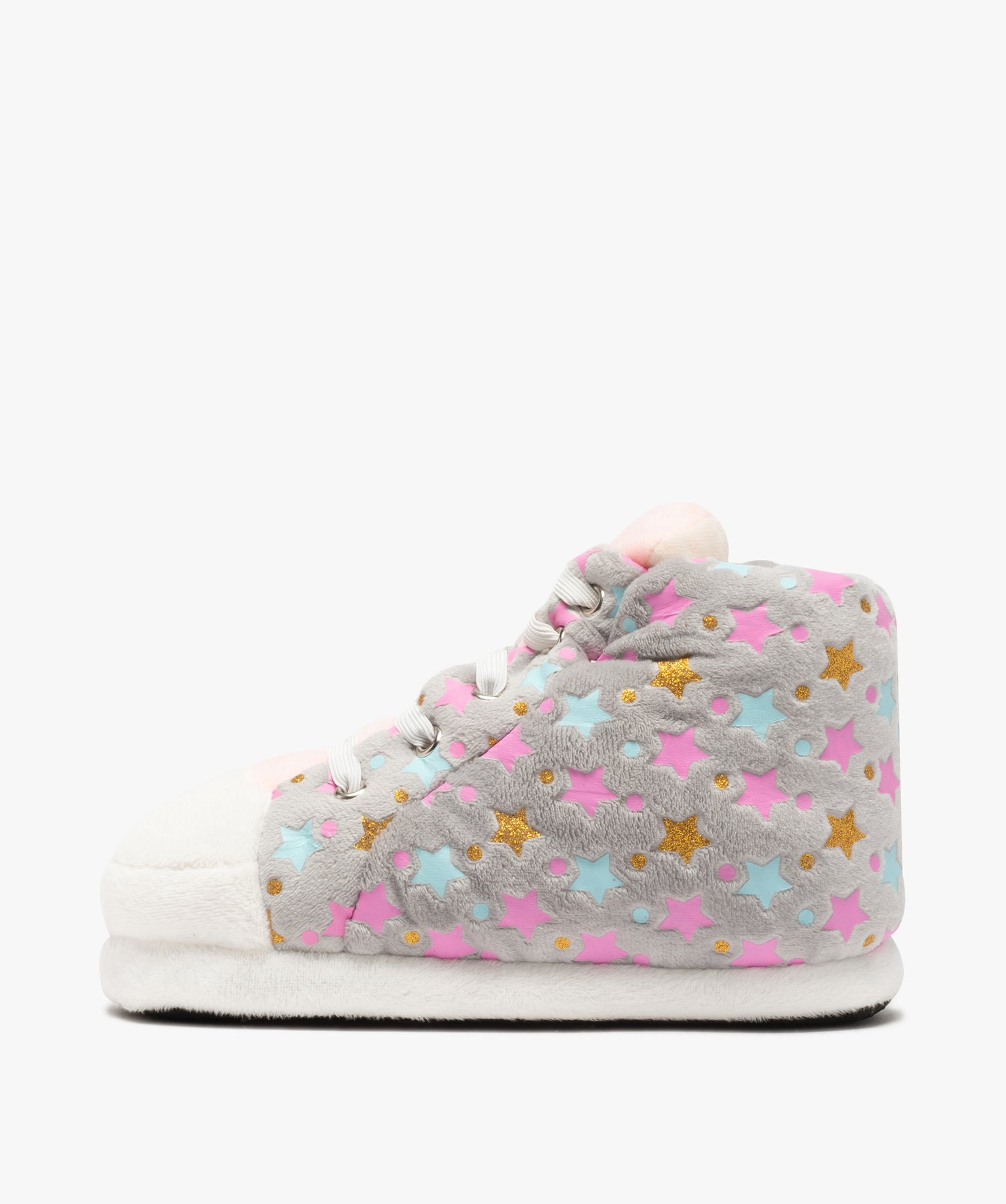 Chaussons fille 3D en forme de baskets montantes gris | GEMO