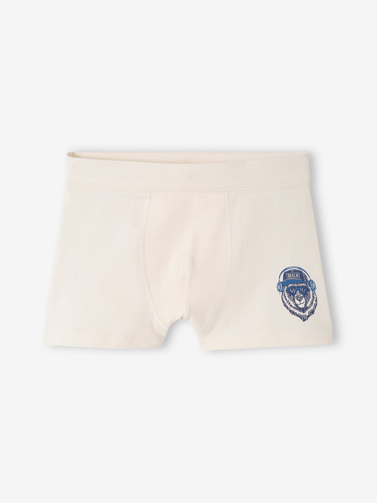 Vertbaudet 7er-Pack Jungen Boxershorts mit Bio-Baumwolle, Bären - königsblau