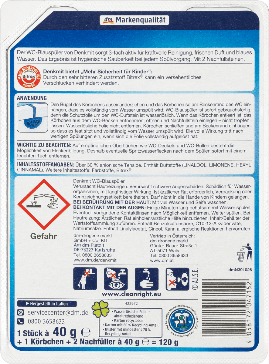 WC-Blauspüler 1 Original + 2 Nachfüllpacks, 3 St