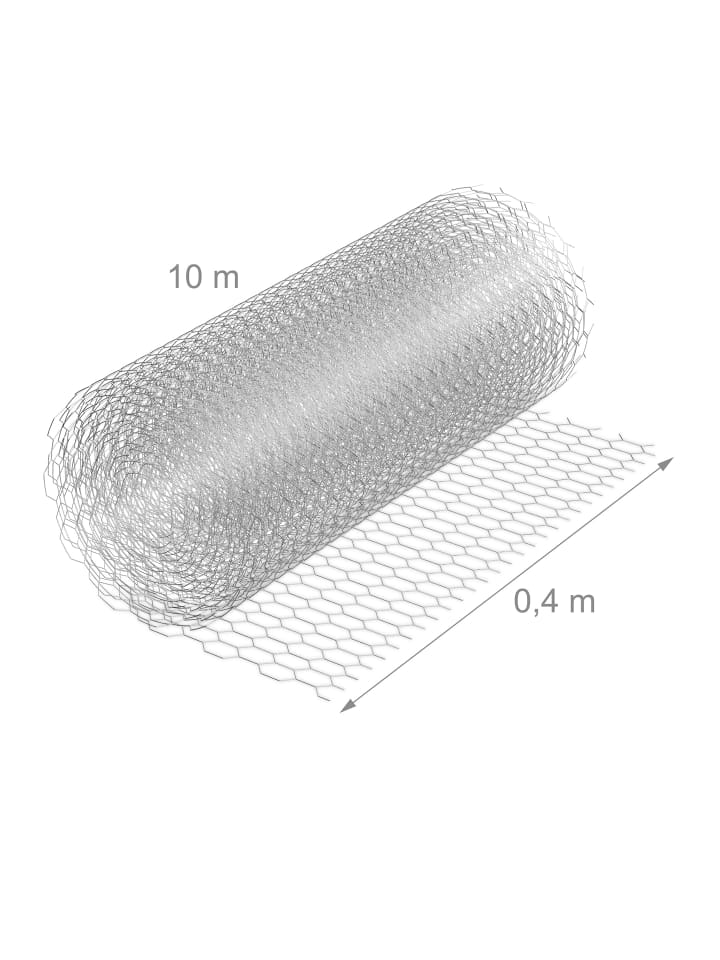relaxdays Maschendrahtzaun in Silber - (B)10 x (H)0,4 m günstig kaufen onesize