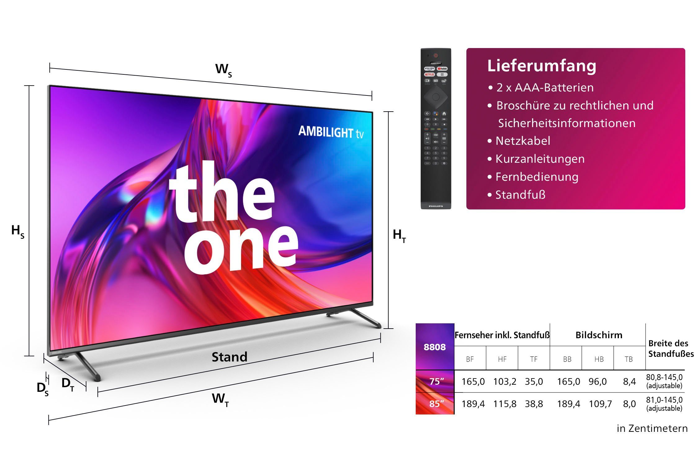 Philips 85PUS8808/12 LED-Fernseher (215 cm/85 Zoll, 4K Ultra HD, Android TV, Google TV, Smart-TV)