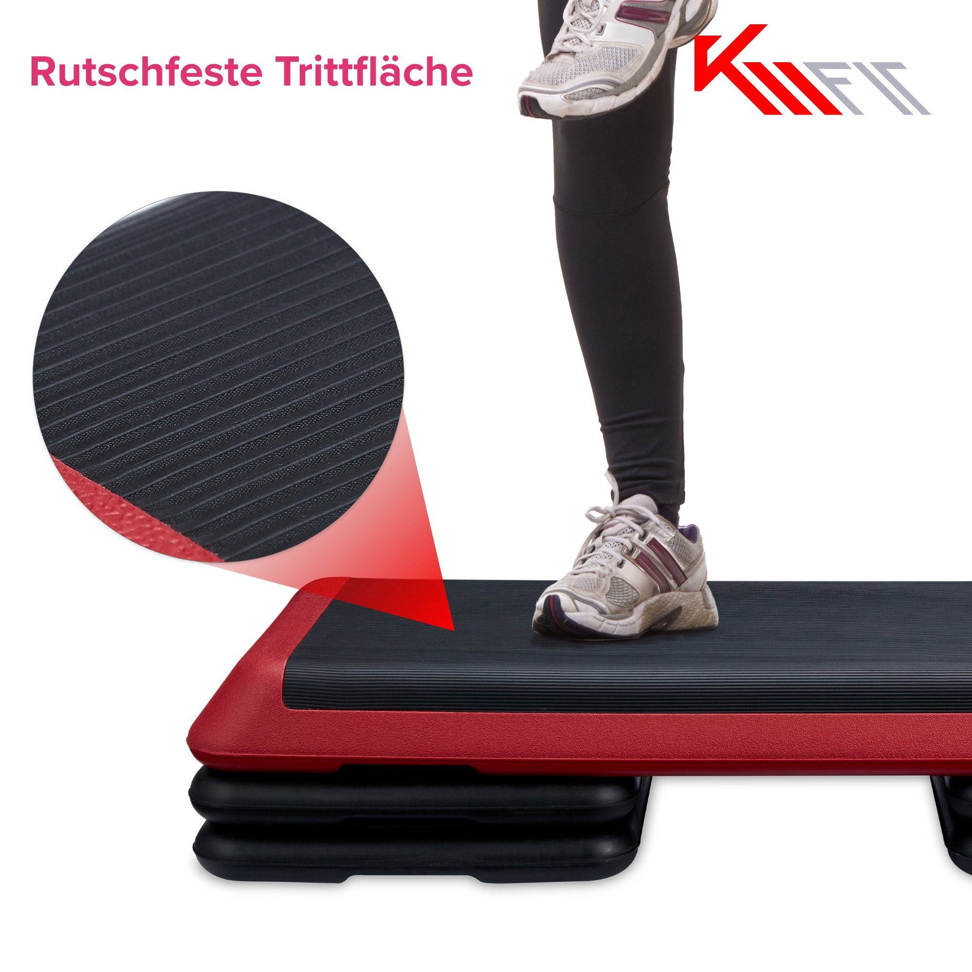 KM - Fit Stepper Fitness Stepper-Brett Aerobic Step-Bench Steppbrett Stepbank, 3-Höhen
