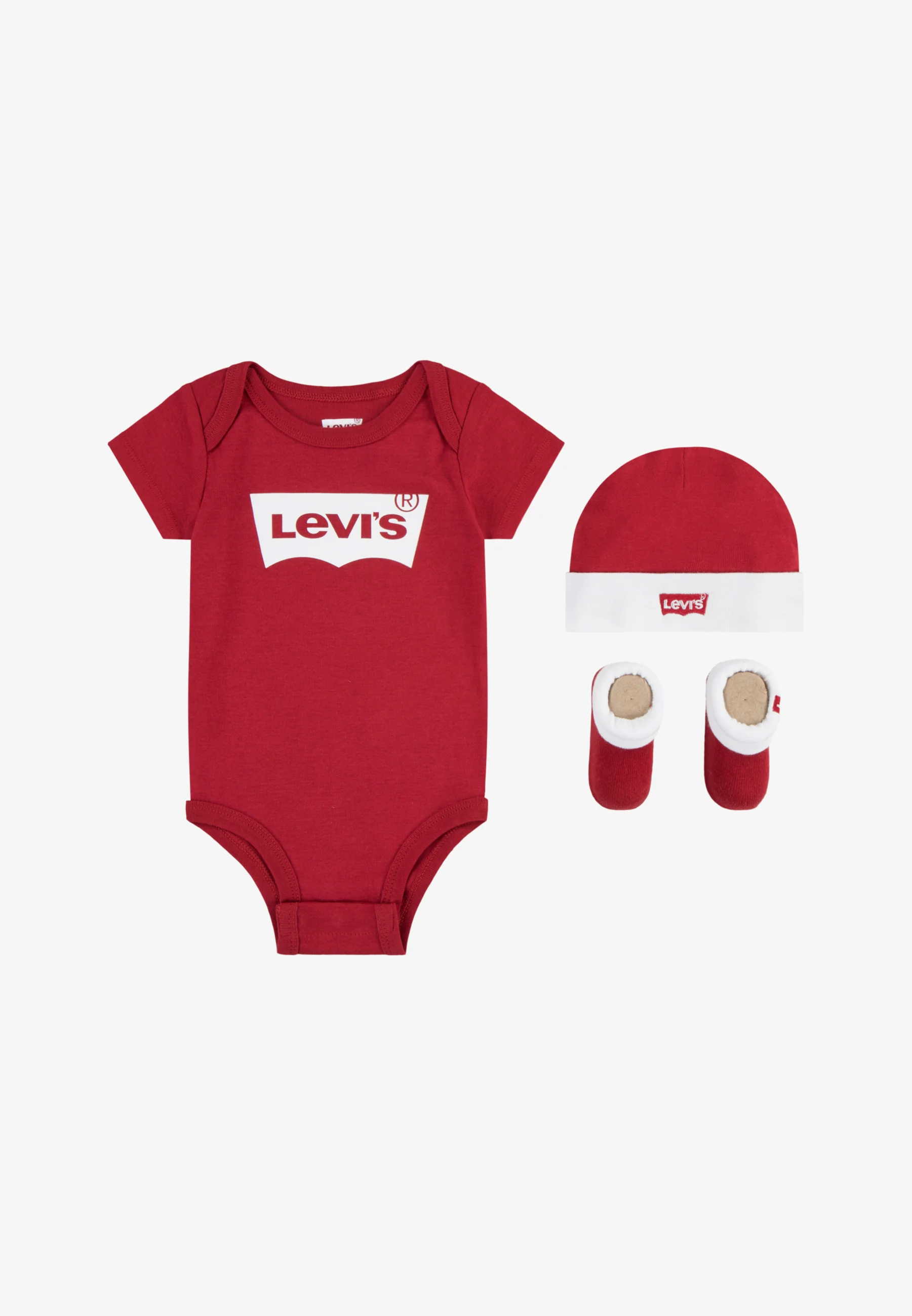 Conjunto unisex de mono, gorro y botín con alas de murciélago de Levi's® - Regalo para baby shower