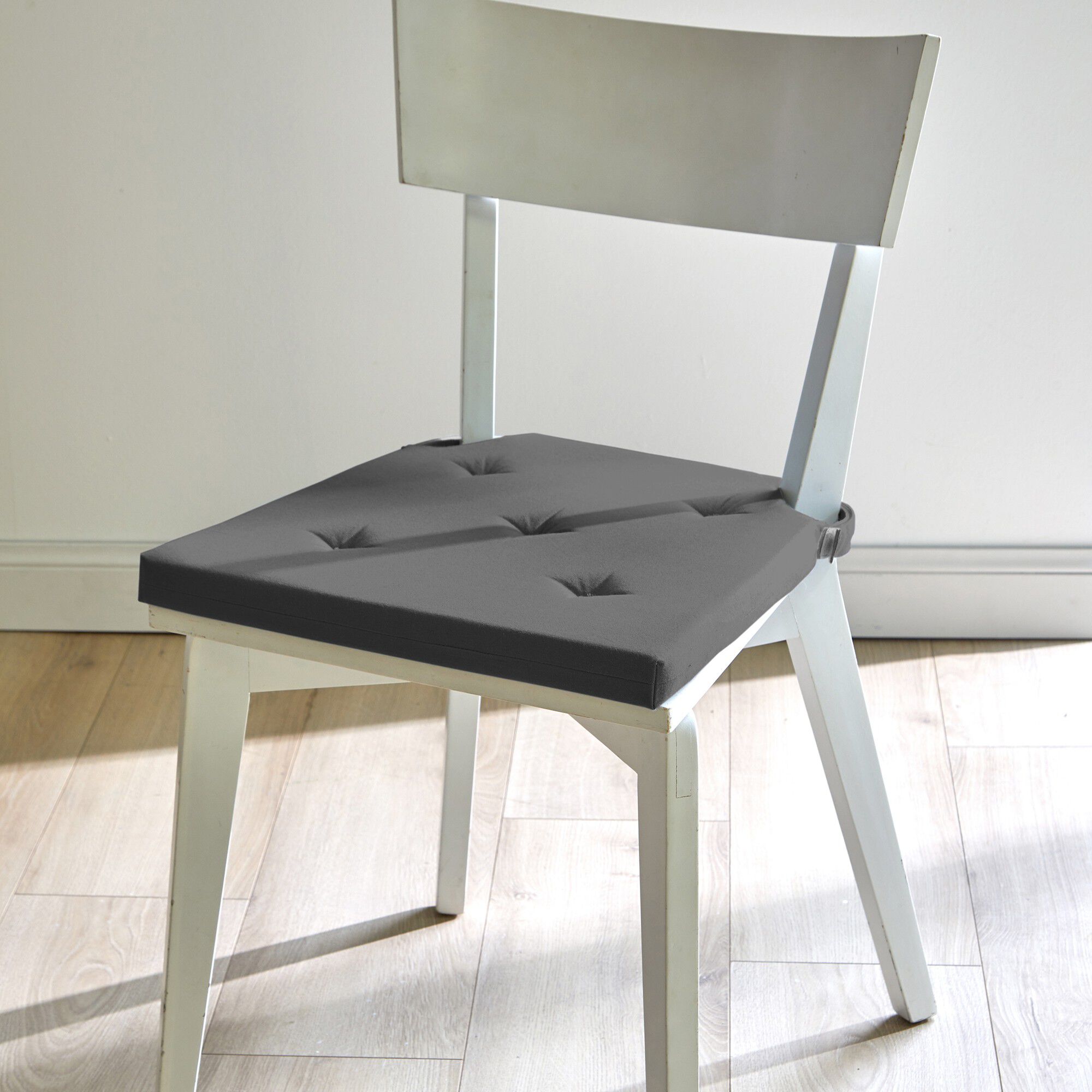 Galette de chaise unie carrée coton