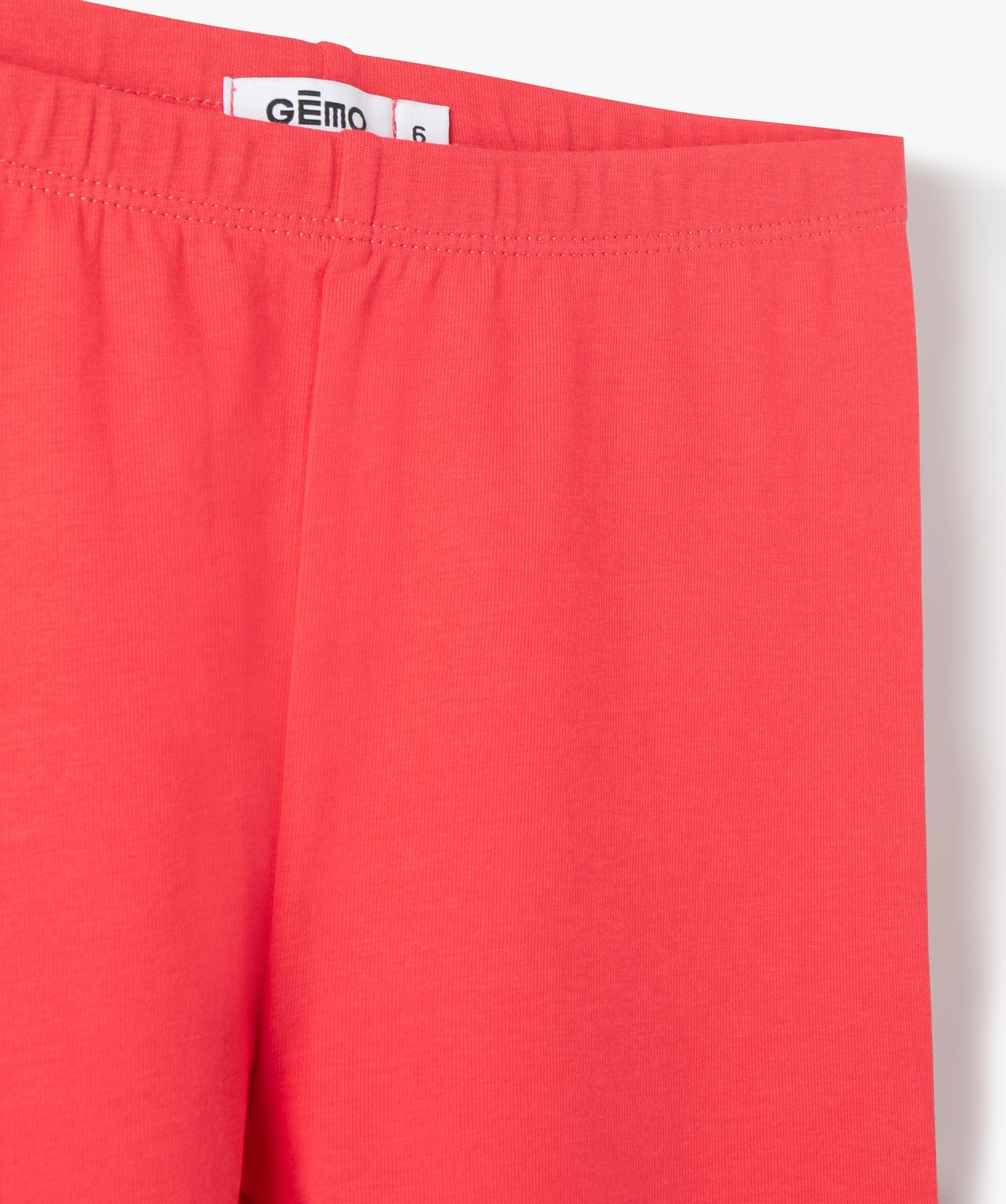 Legging fille long uni en coton stretch rouge | GEMO