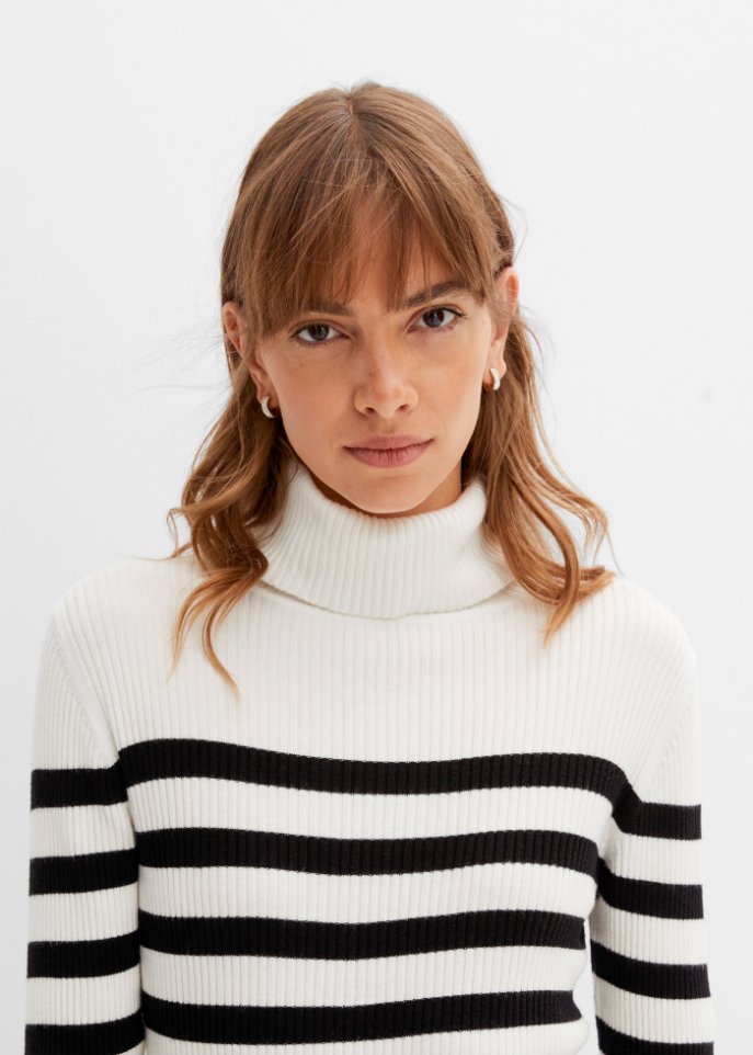 Gestreifter Rollkragenpullover