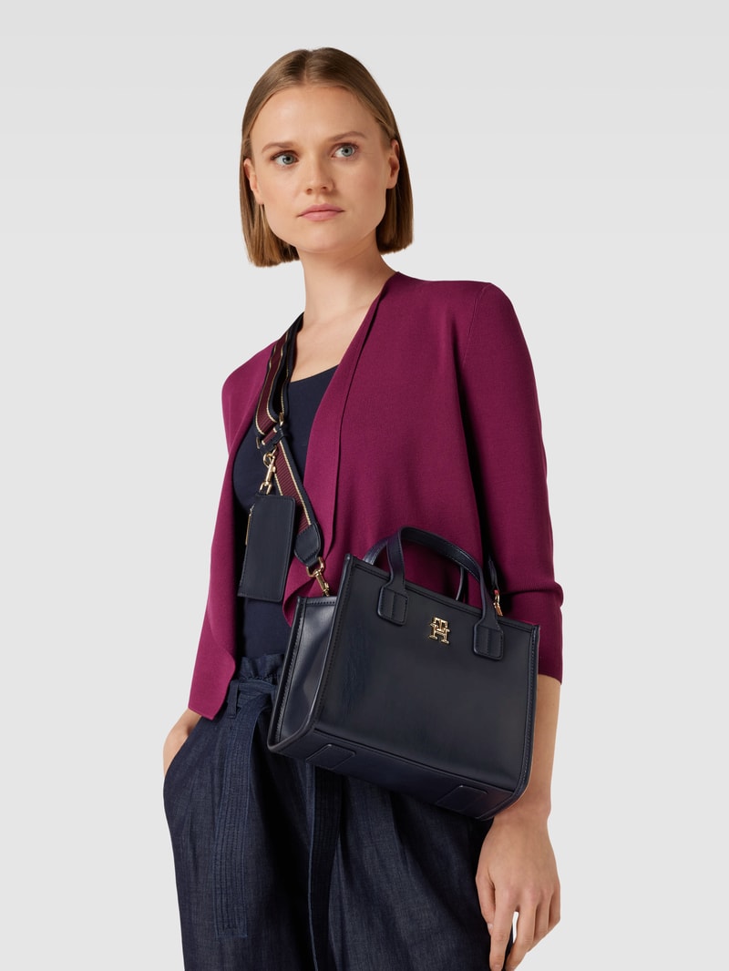 Handtasche mit Label-Applikation Modell 'CITY' in marineblau