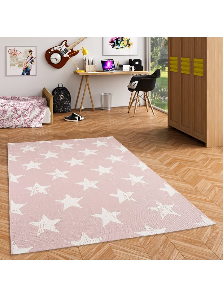 Pergamon In- und Outdoor Teppich Carpetto Sterne in Rosa günstig kaufen
