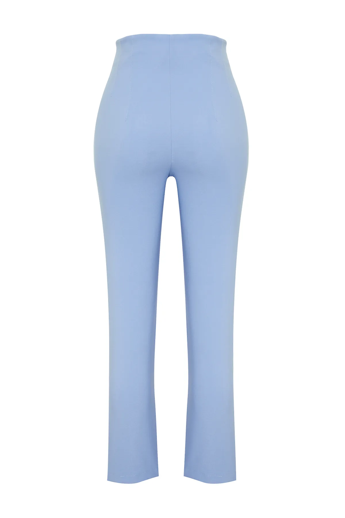 Trendyol Collection  Hellblaue gewebte Hose mit Zigarettenmuster und hoher Taille in Knöchellänge TWOSS20PL0515