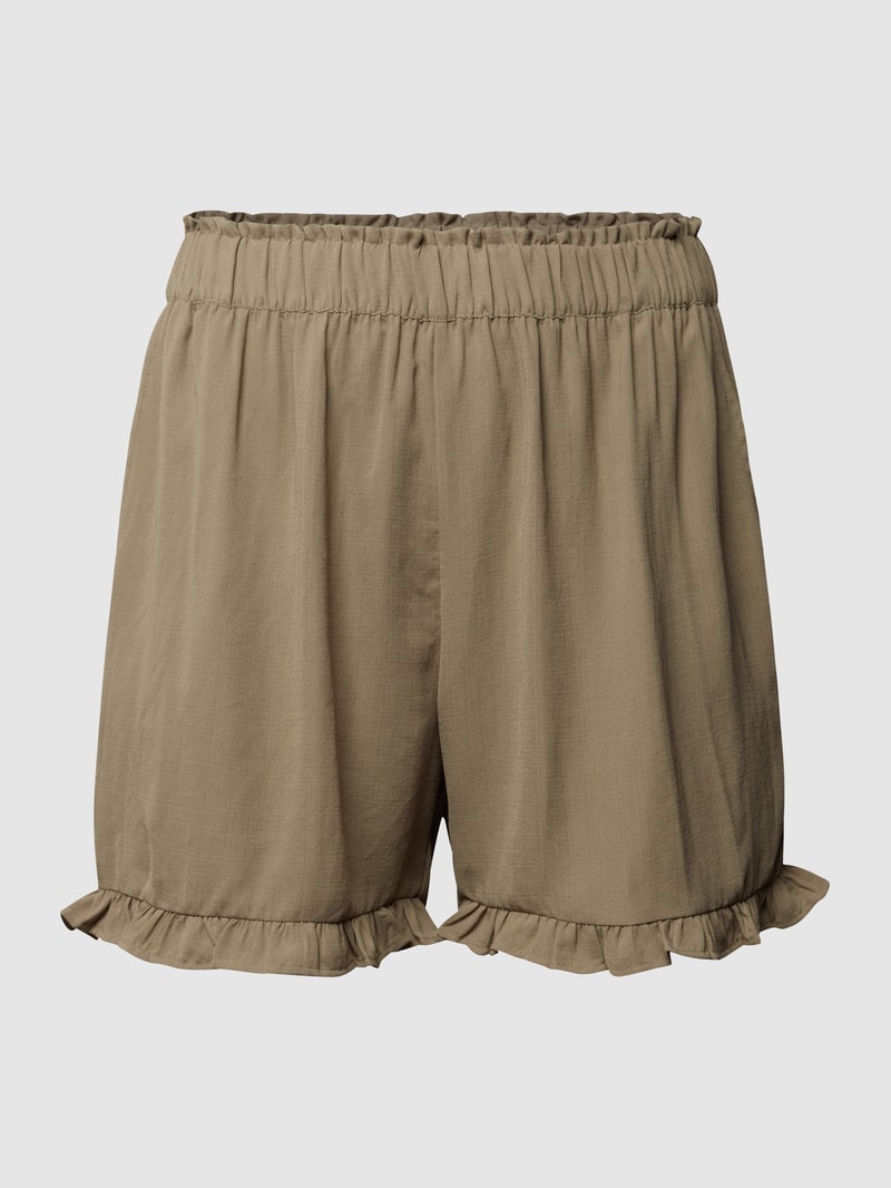 PLUS SIZE Shorts mit Volantsaum in olivgrün