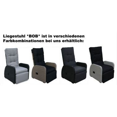 KMH Gartensessel Polyrattan-Liegestuhl *BOB* braun bi-color