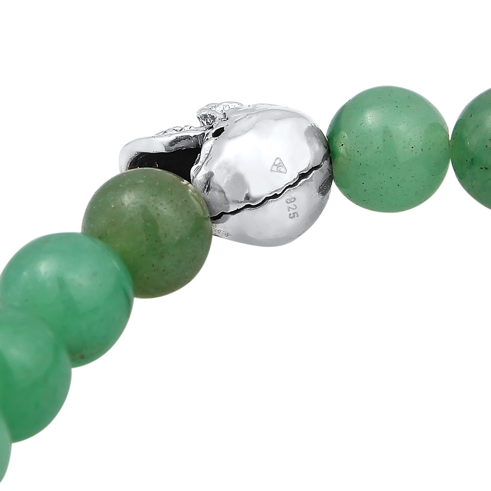 KUZZOI KUZZOI Bracelet Hommes Tête de mort symbole perles vintage avec aventurine en arg Bracelet