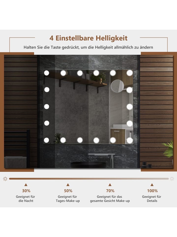 COSTWAY Kosmetikspiegel 62,5x51cm in Transparent günstig kaufen 51 cm