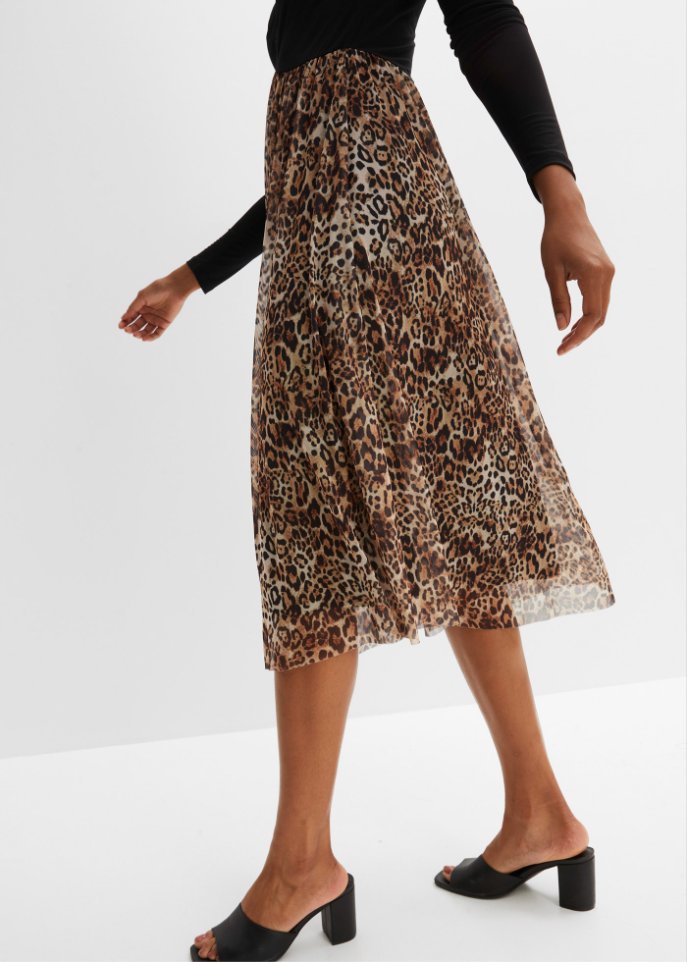 Midikleid mit Mesh-Rock