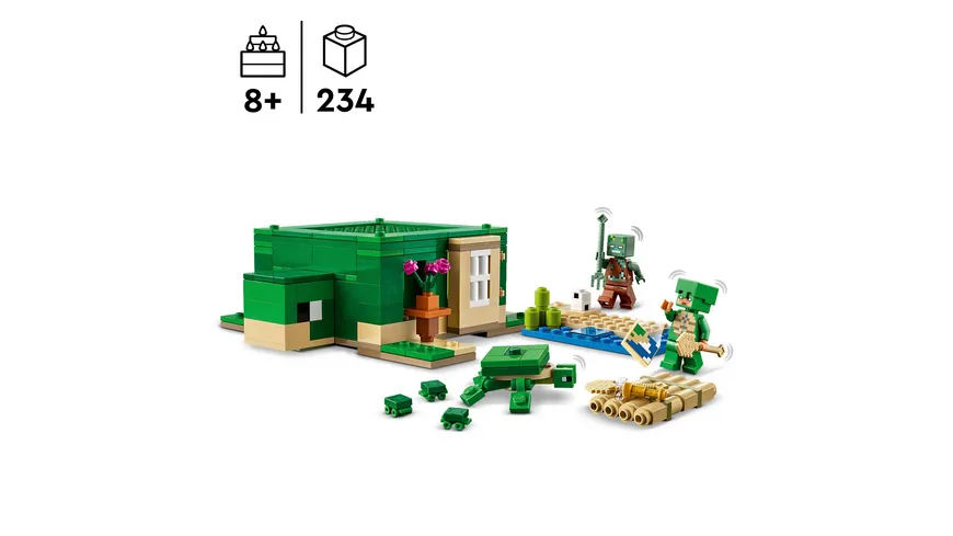 LEGO Minecraft 21254 Das Schildkrötenstrandhaus, Spielzeug-Haus mit Tieren