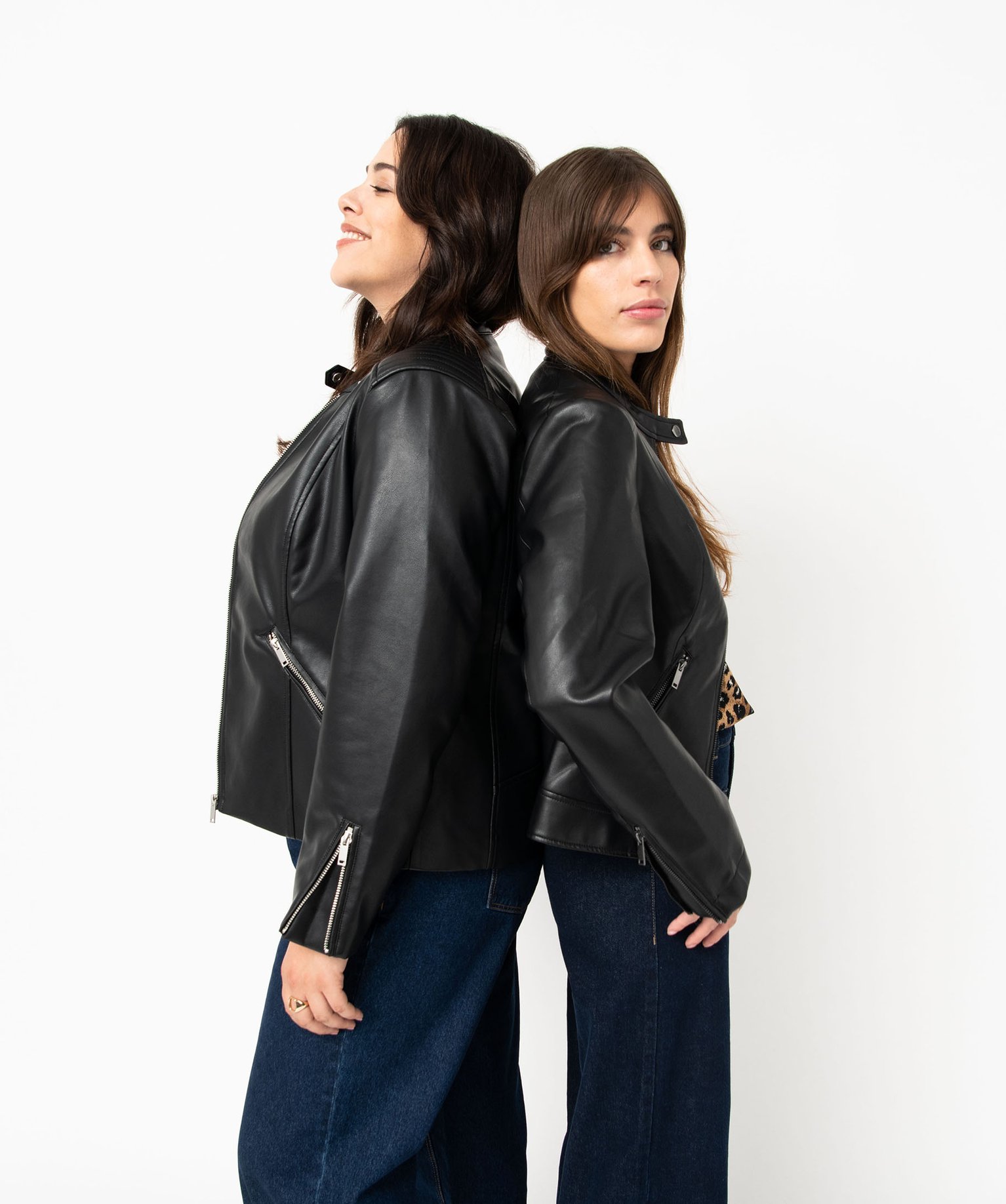 Blouson femme grande taille style biker noir | GEMO