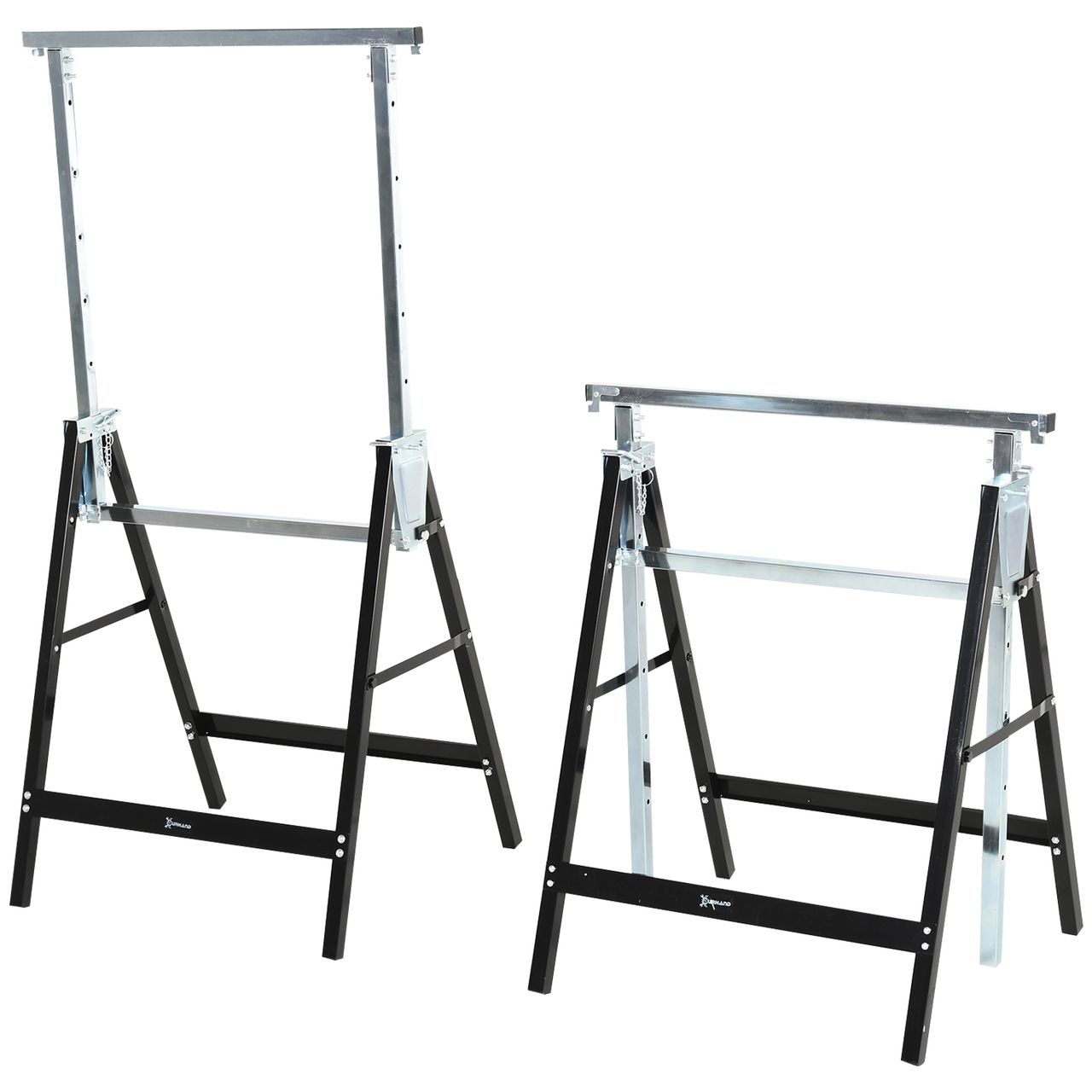DURHAND Sägebock, Arbeitsbock, Hohenverstellbar, Faltbar, Metall, Schwarz, 68 x 56 x 80-130 cm, Belastbarkeit 200kg