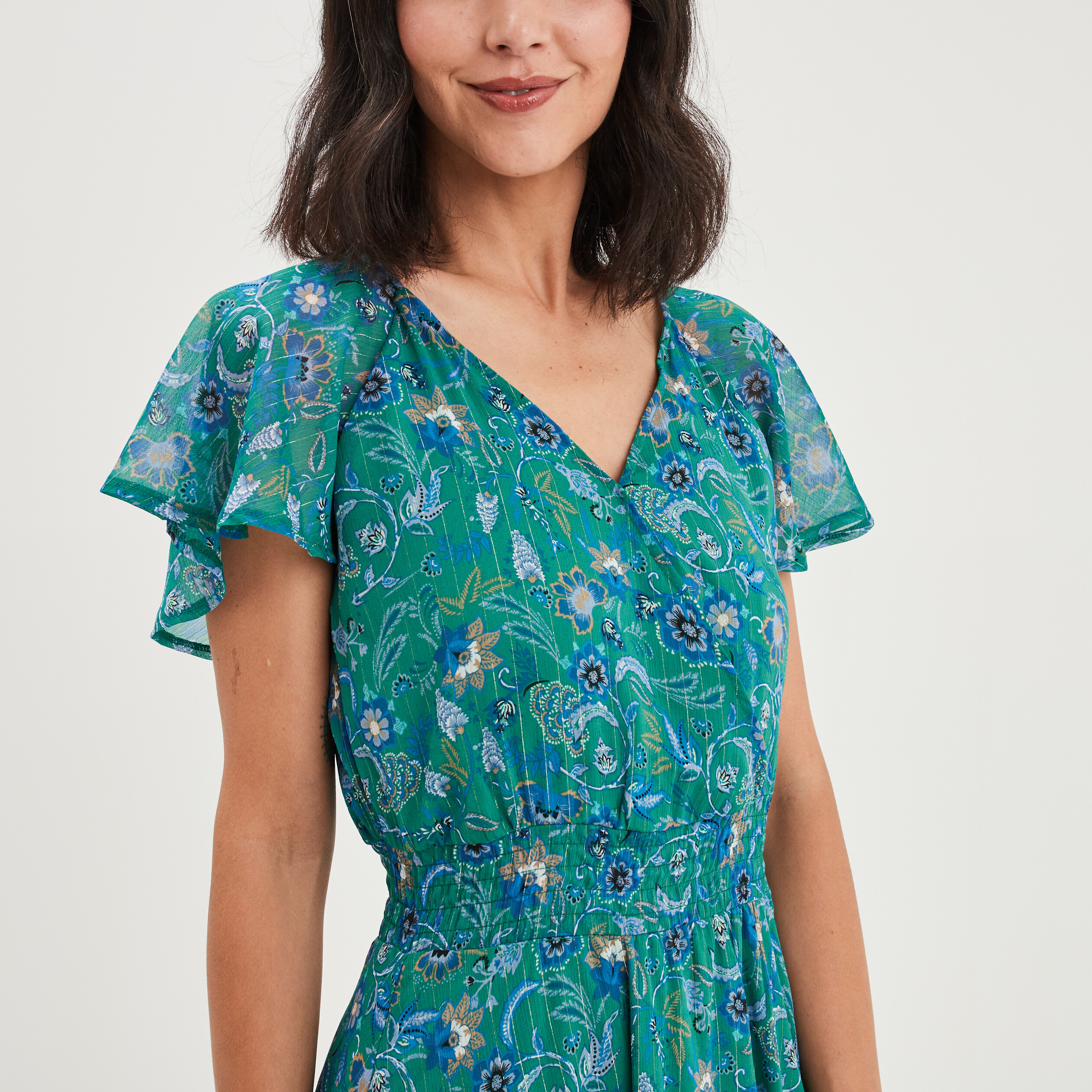 Robe midi droite vert femme | La Halle