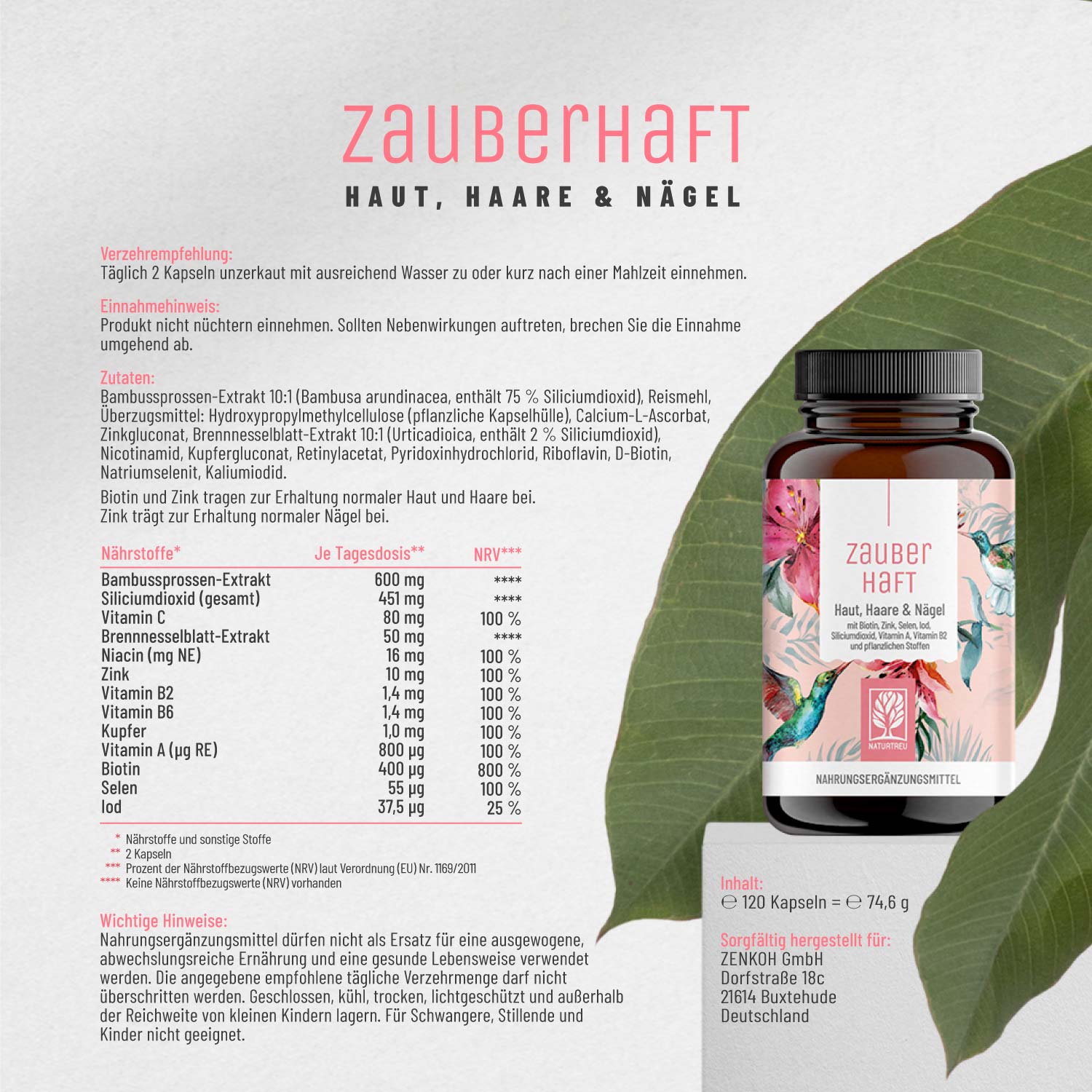 Beauty Komplex Haut. Haare und Nägel - Zauberhaft - NATURTREU®